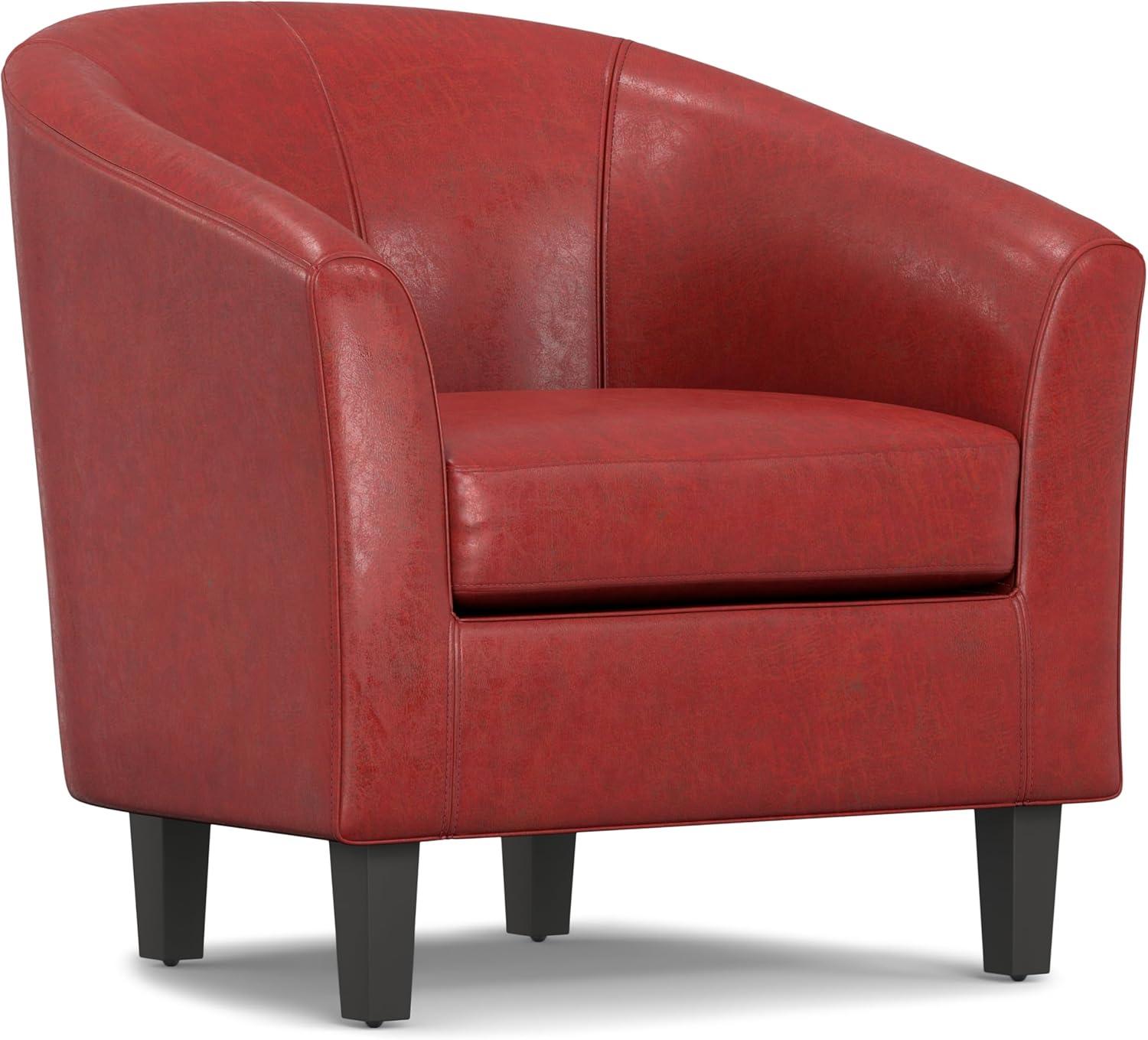 Simpli Home Austin 30"W Upholstered Vegan Faux Leather Contemporary Tub Accent Chair with High Arms and Deep Seat