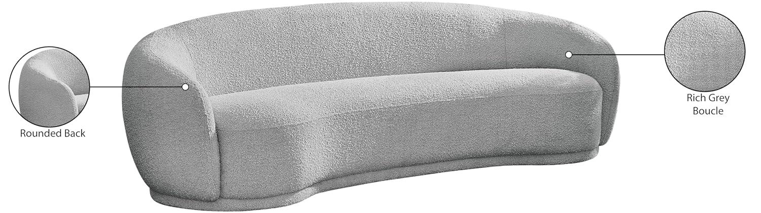 Meridian Furniture Hyde Grey Boucle Fabric Sofa