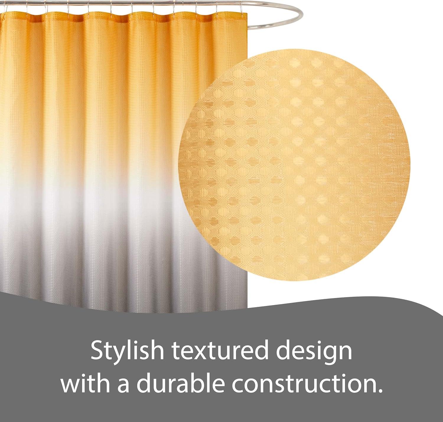 Creative Home Ideas Bathroom Sets with Shower Curtain and Rugs| Shower Curtain Sets with Rugs, Shower Curtain, Liner Set, 2 Chenille Bathmats and 12 Hooks |70 x72| Golden Yellow/White/Grey Ombre