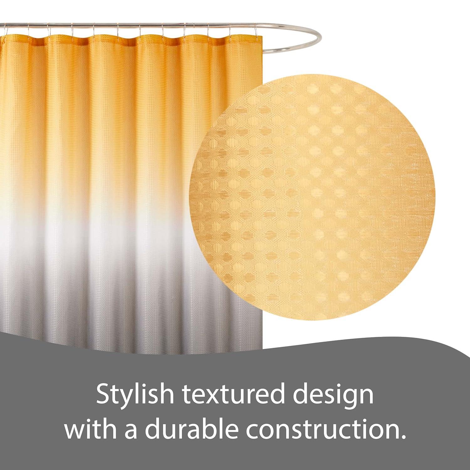 Creative Home Ideas Bathroom Sets with Shower Curtain and Rugs| Shower Curtain Sets with Rugs, Shower Curtain, Liner Set, 2 Chenille Bathmats and 12 Hooks |70 x72| Golden Yellow/White/Grey Ombre