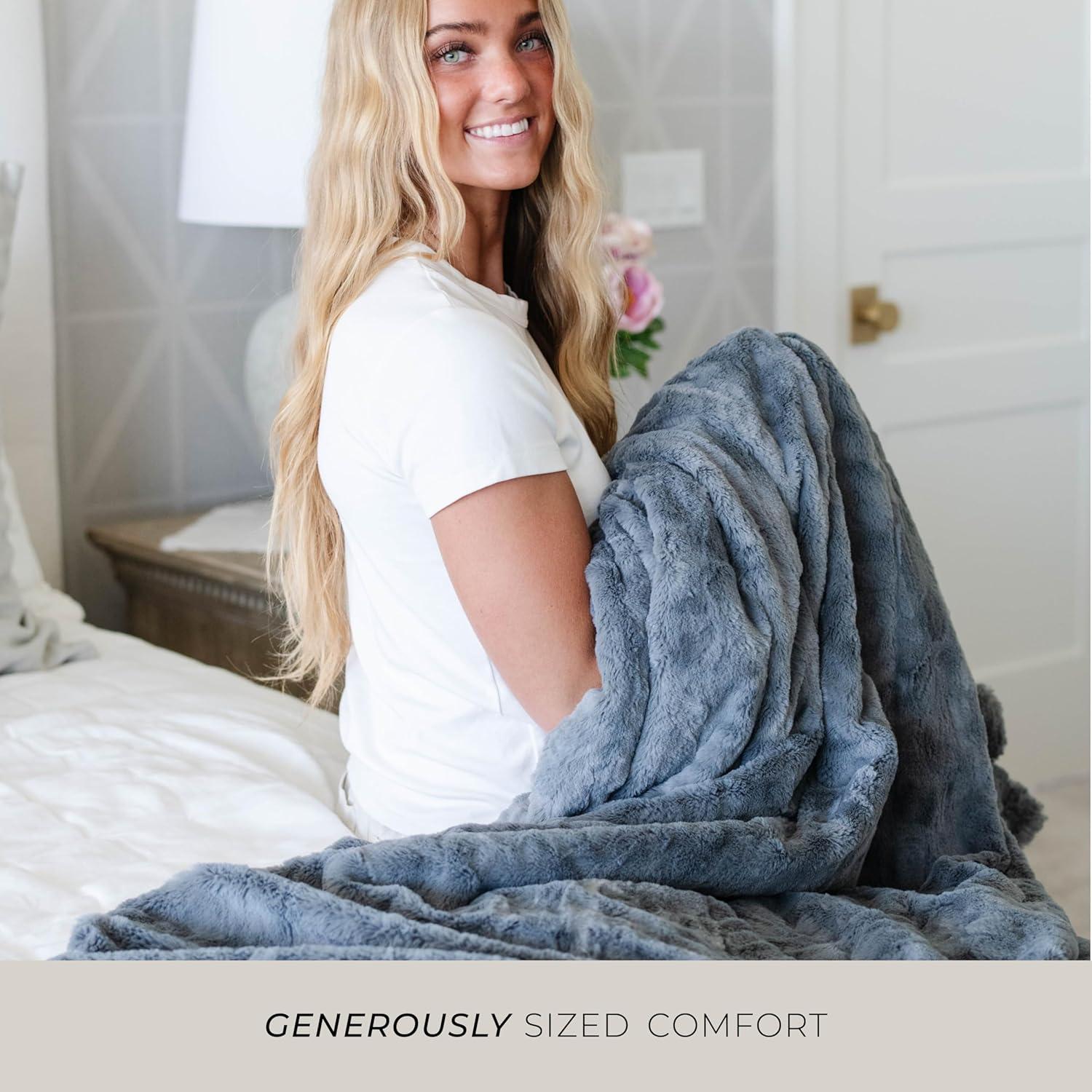 Graced Soft Luxuries Double Sided Faux Fur Throw Blanket, Multiple Colors