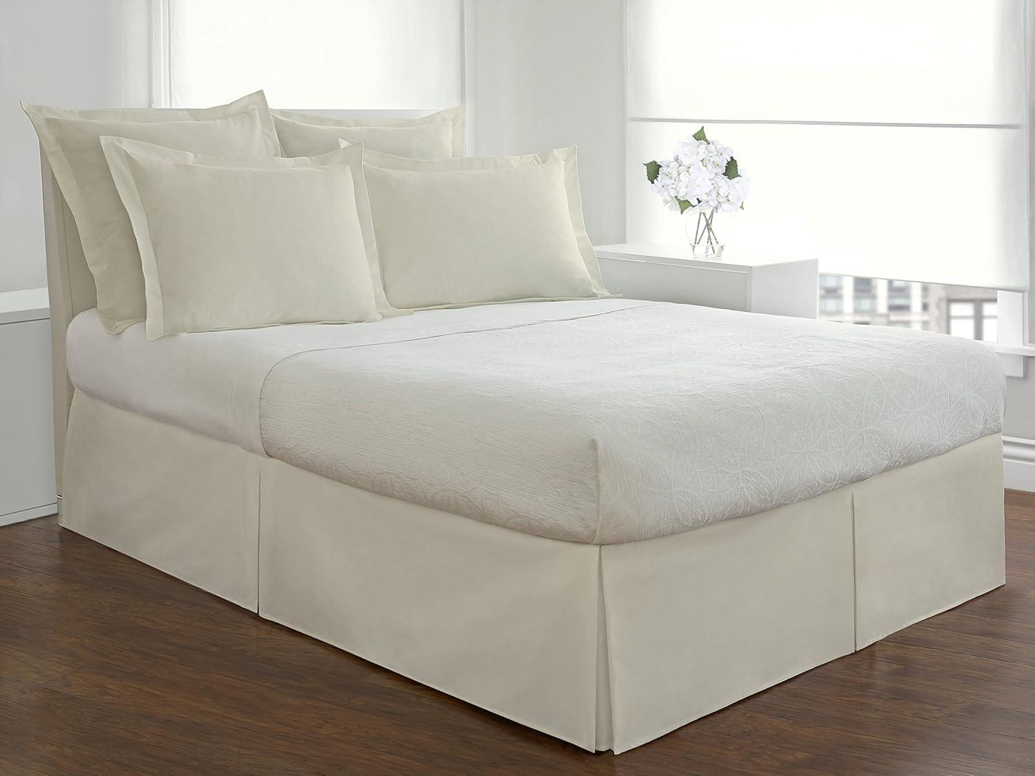 Ivory Twin Polyester Tailored Bed Skirt with 14" Drop