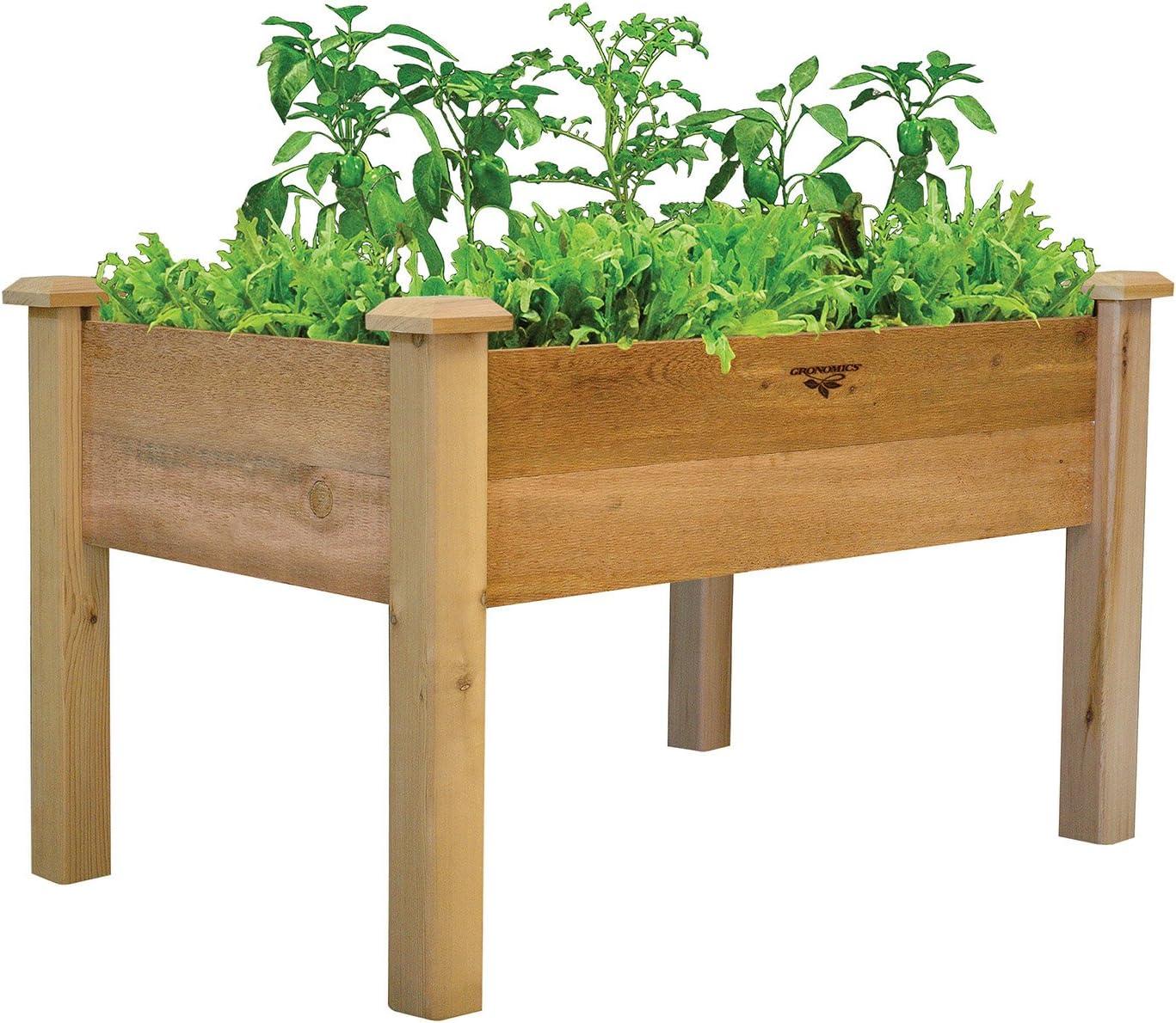 Gronomics Western Red Cedar Elevated Garden Bed 24 x 48 x 32 Inches, Unfinished