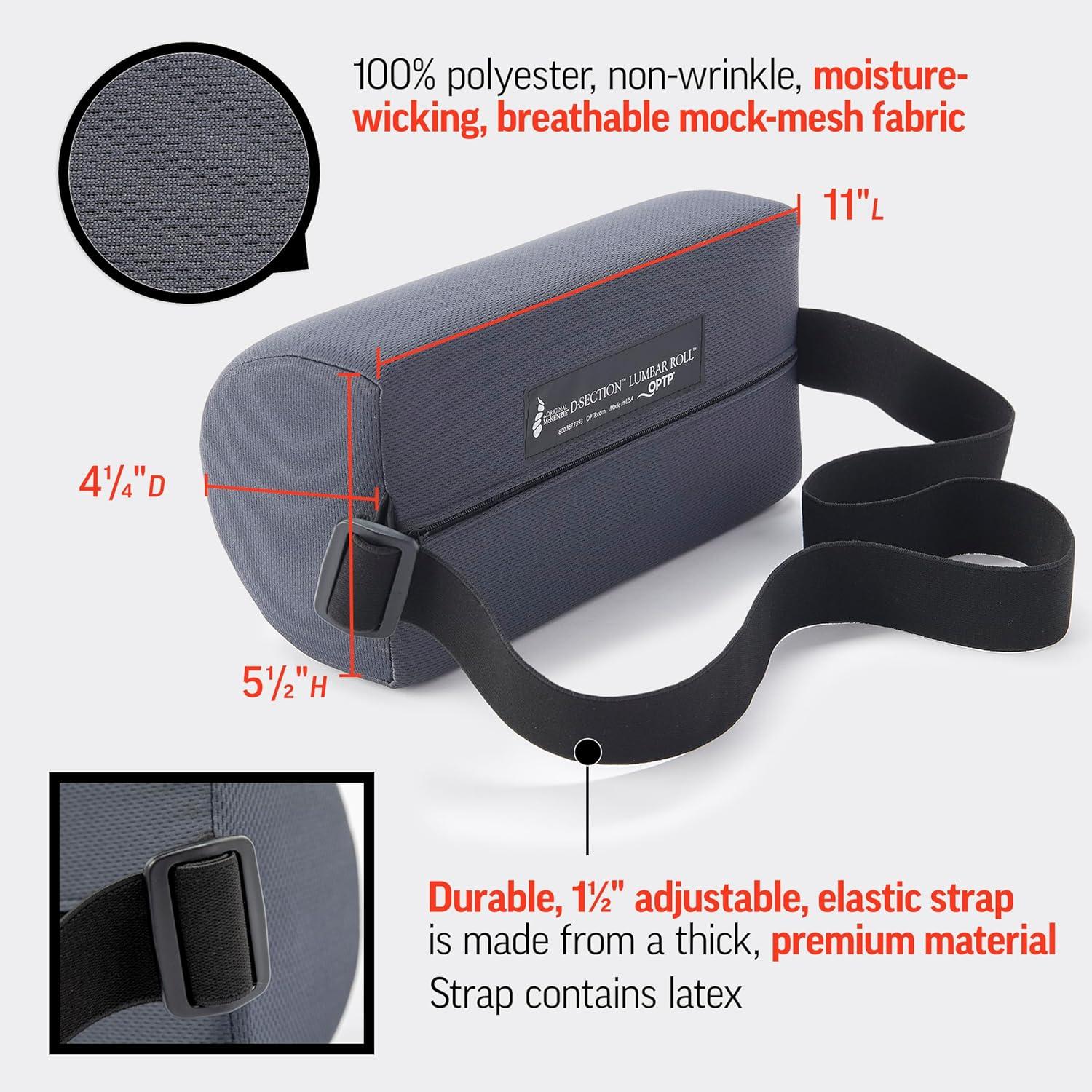 OPTP The Original McKenzie D-Section Lumbar Roll – USA Made Low Back Lumbar Support Pillow for Office, Back Pillow for Car and Travel