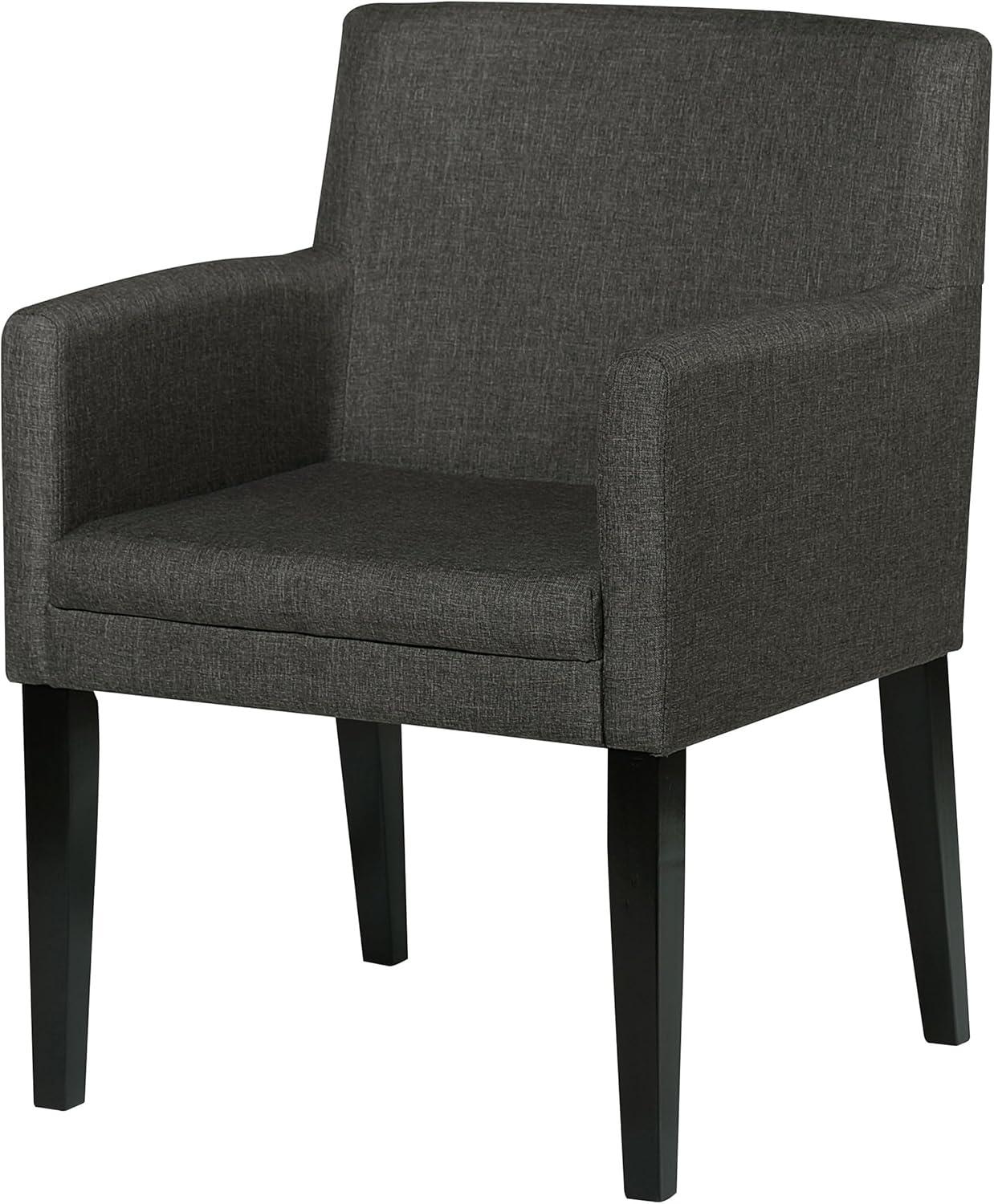 Catherine Upholstered Dining Arm Chair Charcoal Grey and Black (Set of 2)