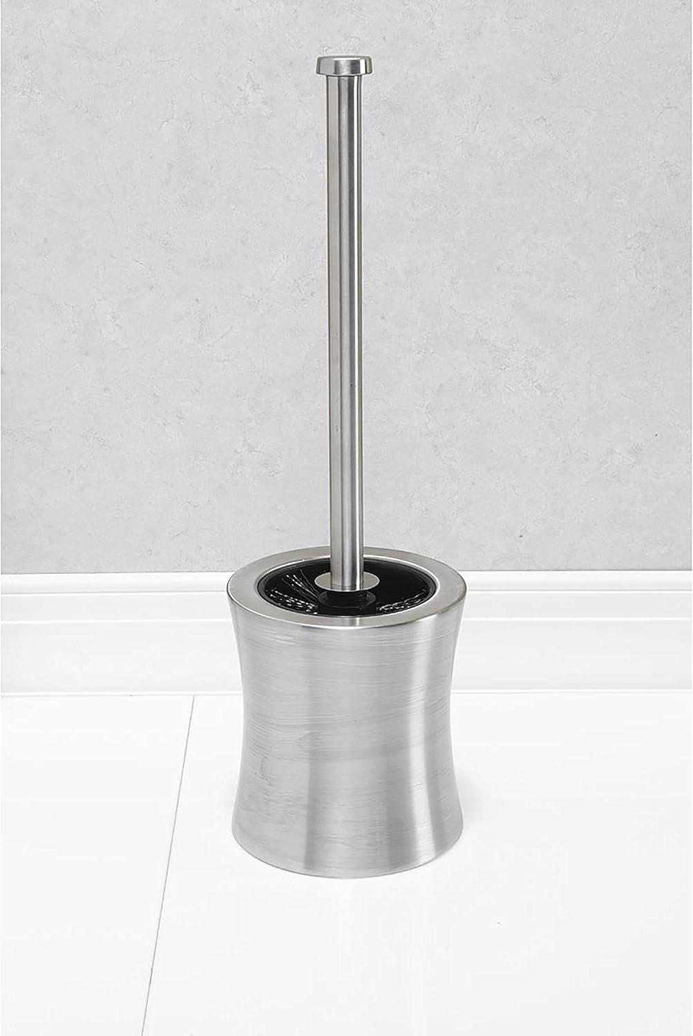 Hour Glass Shaped Silver Stainless Steel Toilet Brush and Holder