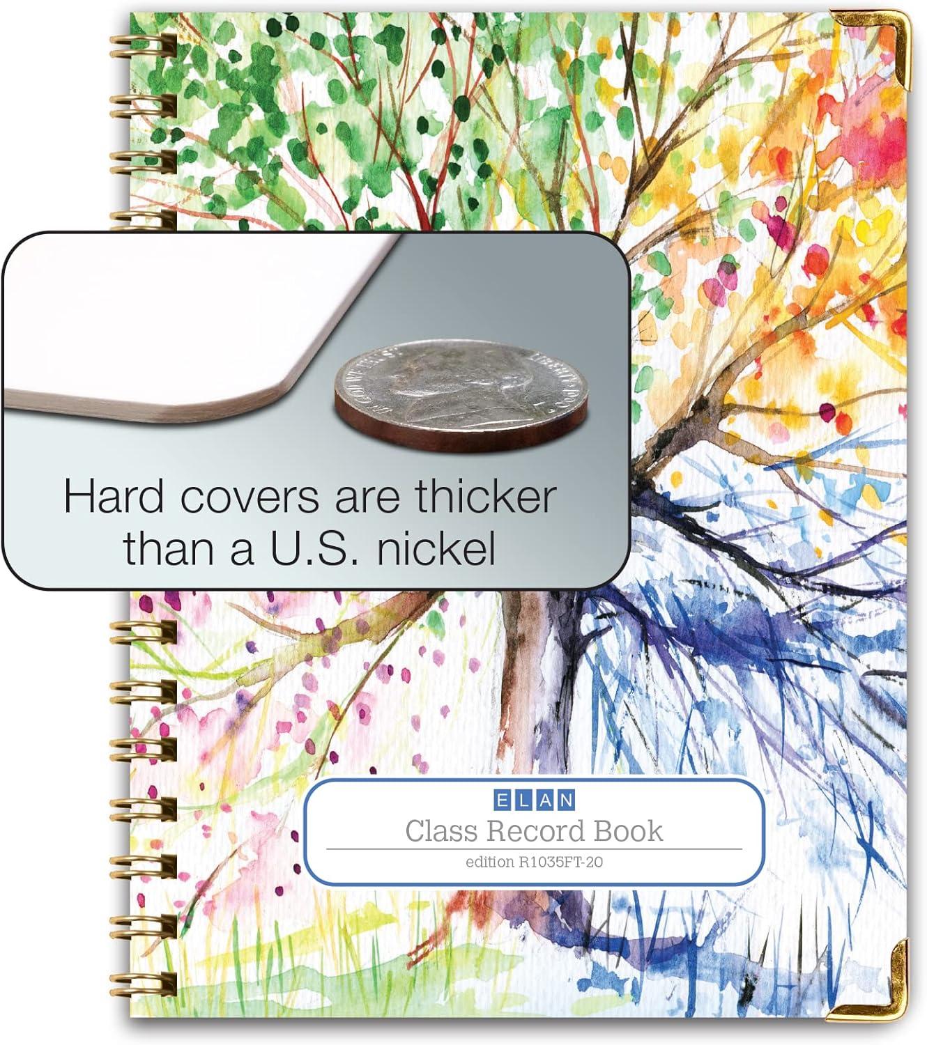 Elan Publishing Company Teacher Class Record Book for 9-10 Weeks, 35 Students, 8.5"x11" - Includes Bookmark, Seating Charts, Perforated Grading Sheets (Tree Seasons)