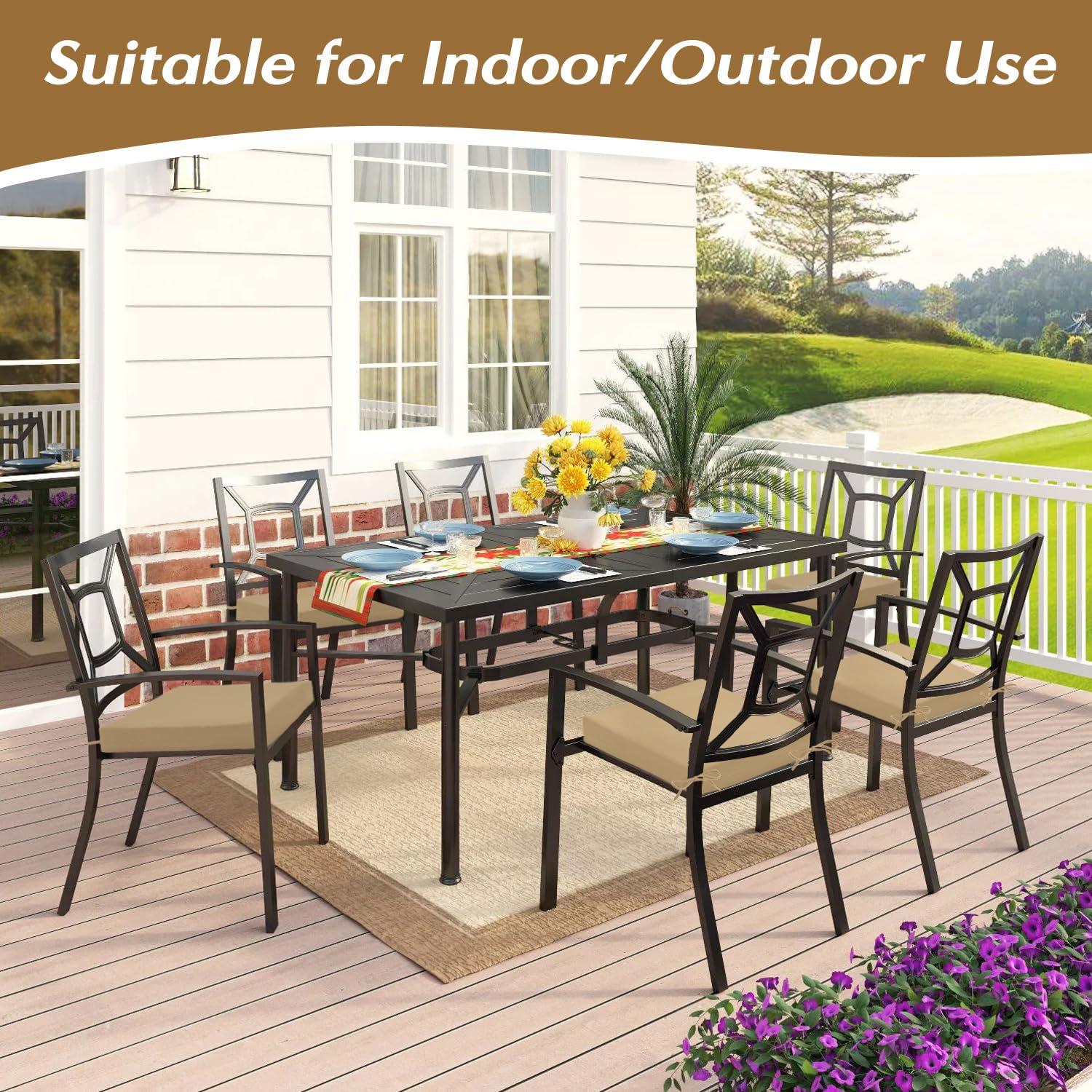 LOVTEX Outdoor Chair Cushions Set of 4, Waterproof Patio Chair Cushions with Ties, 18.5 x 16 x 3 inch, Khaki