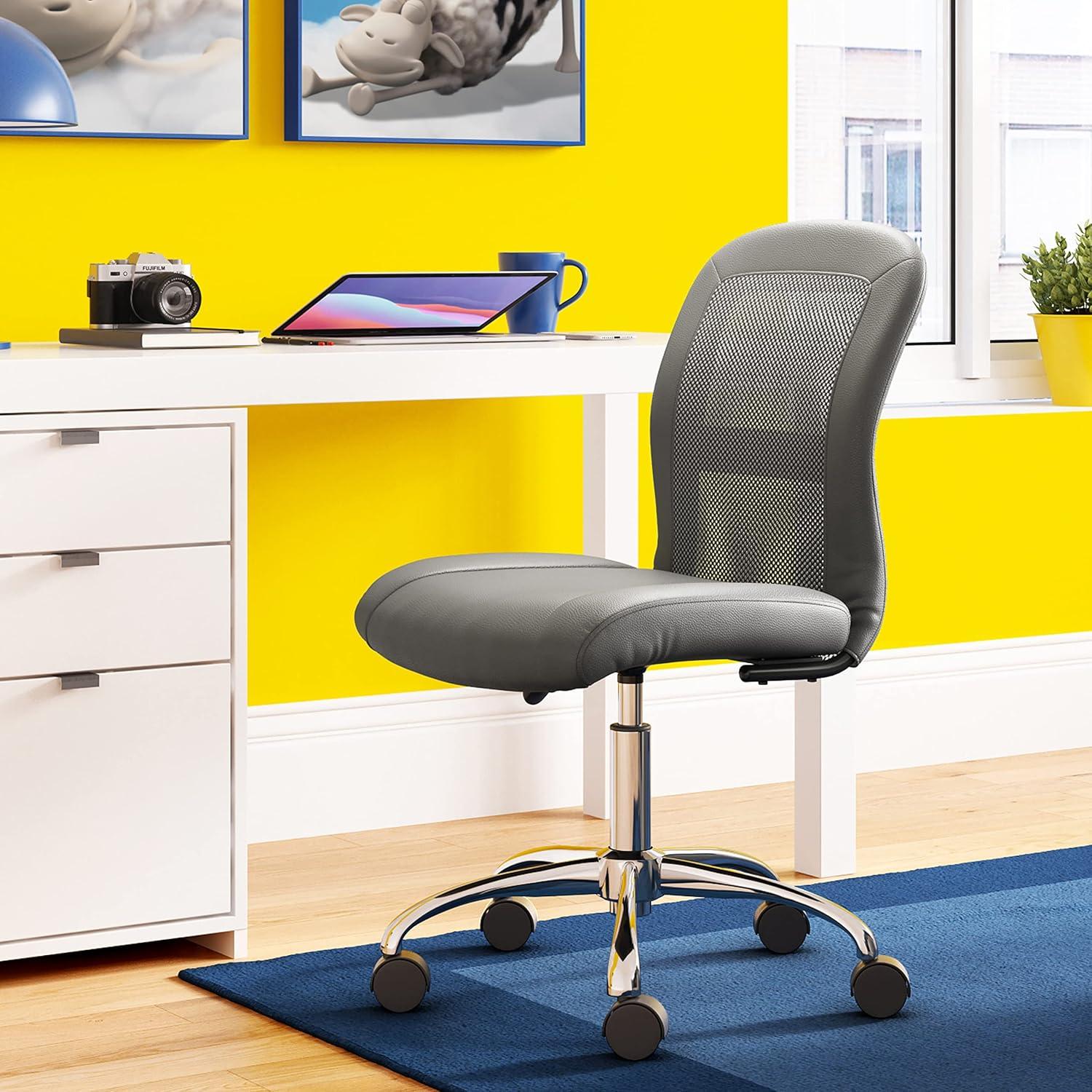 Modern Armless Task Chair in Productivity Gray with Mesh Back