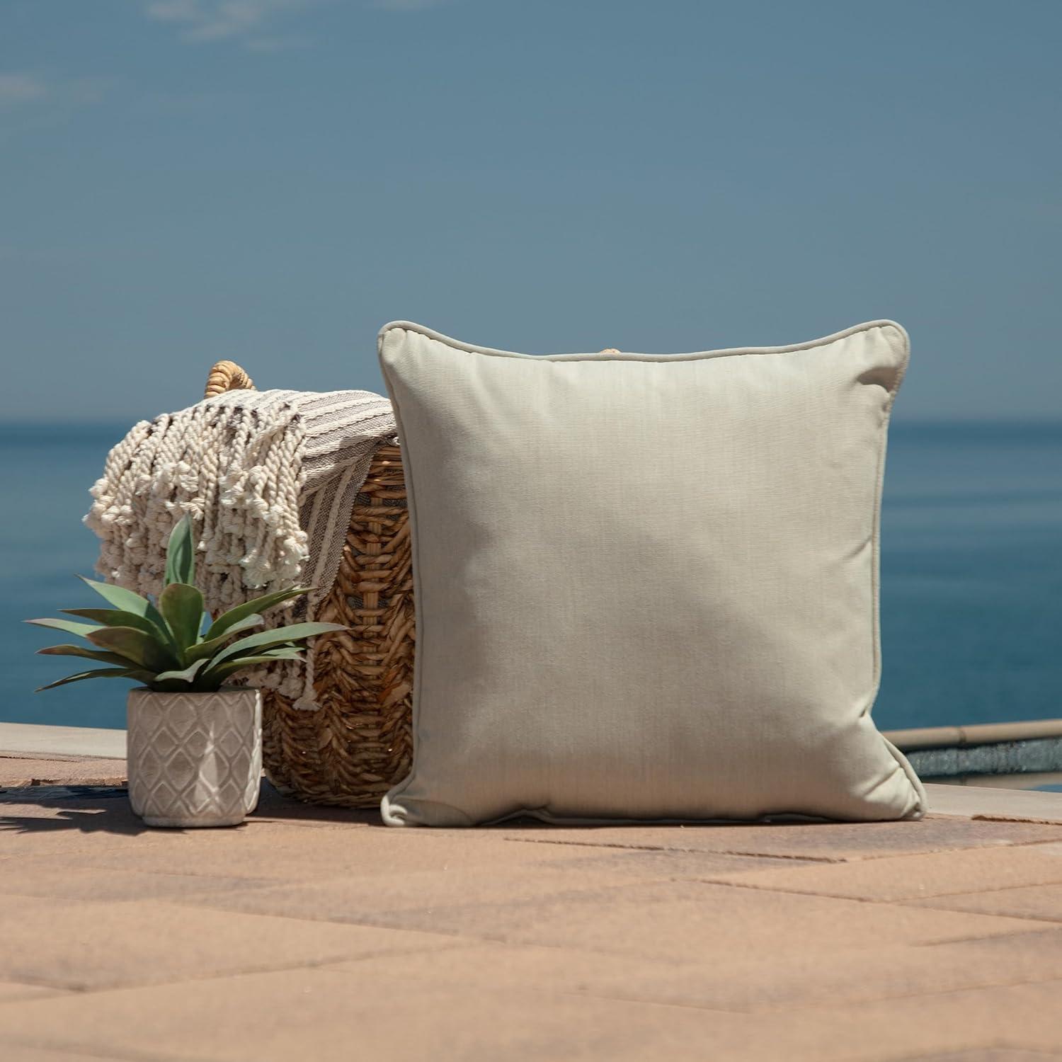 Light Grey 20" Square Outdoor Throw Pillow with Acrylic Fabric