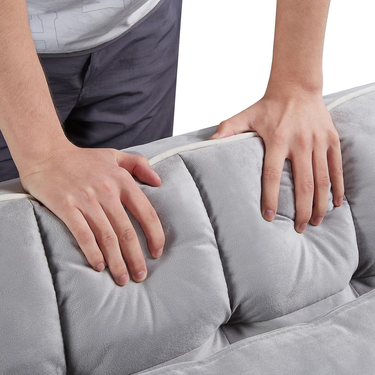 3 in 1 Convertible Sleeper Chair Bed with USB Ports, Cup Holder and Phone Stand, Velvet Pull Out Futon Sofa Beds, Adjustable Backrest Single Sofa Chair for Small Spaces, Living Room, Office (Gray)