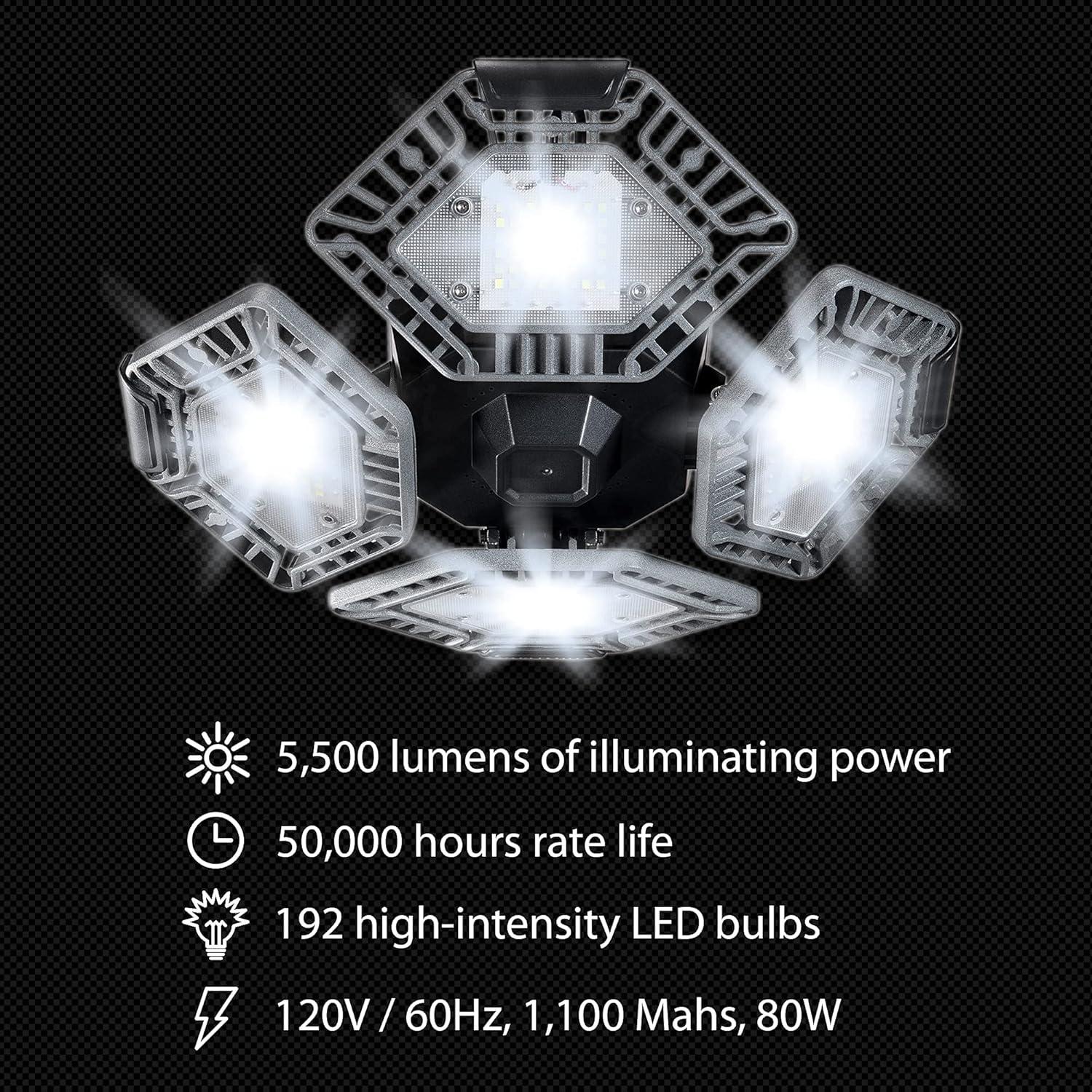 Bell+Howell Quadburst 5500 Lumens Multi Directional Ceiling Light with 4 Adjustable Panels