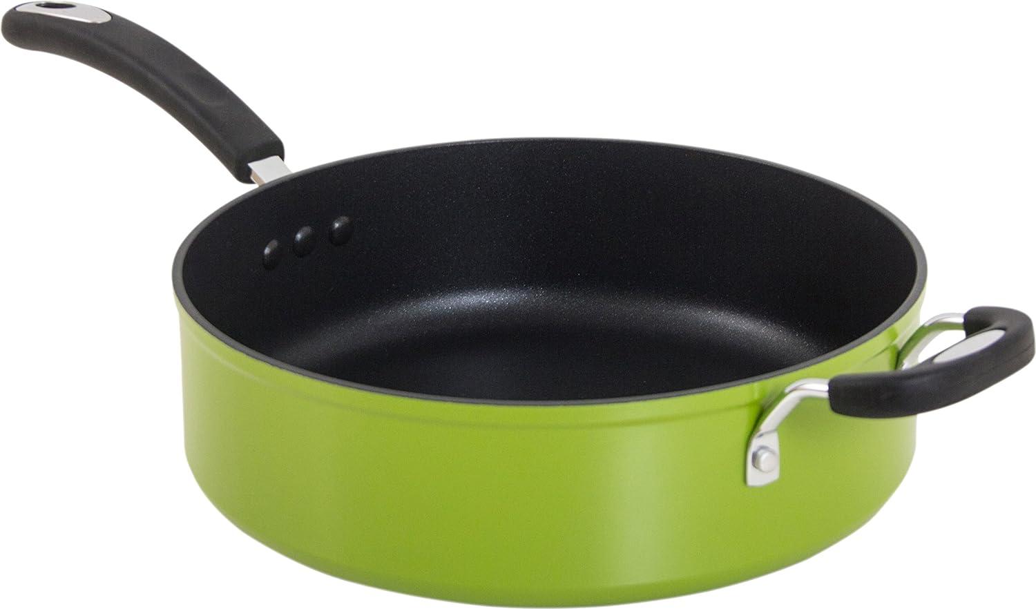 Green Aluminum Non-Stick Sauce Pan with Lid, 12"