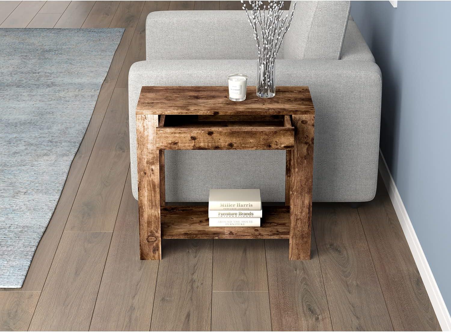 Safdie & Co. 24"L 1-Drawer 1-Shelf Accent Table in Brown Reclaimed Wood