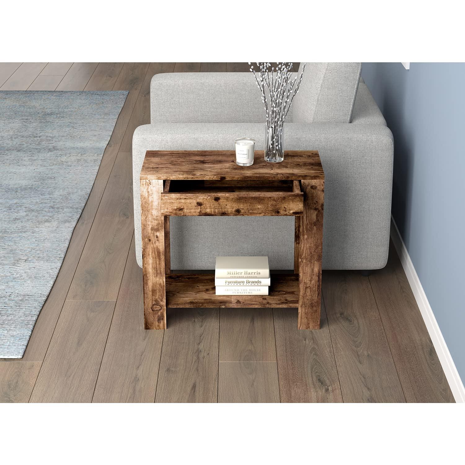 Safdie & Co. 24"L 1-Drawer 1-Shelf Accent Table in Brown Reclaimed Wood