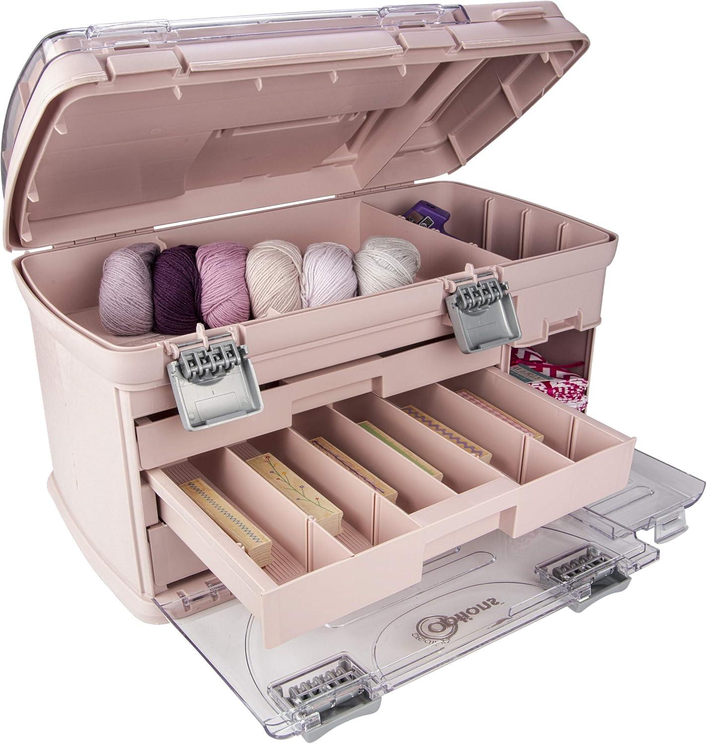 Large Pink Portable 3-Drawer Craft Storage Organizer