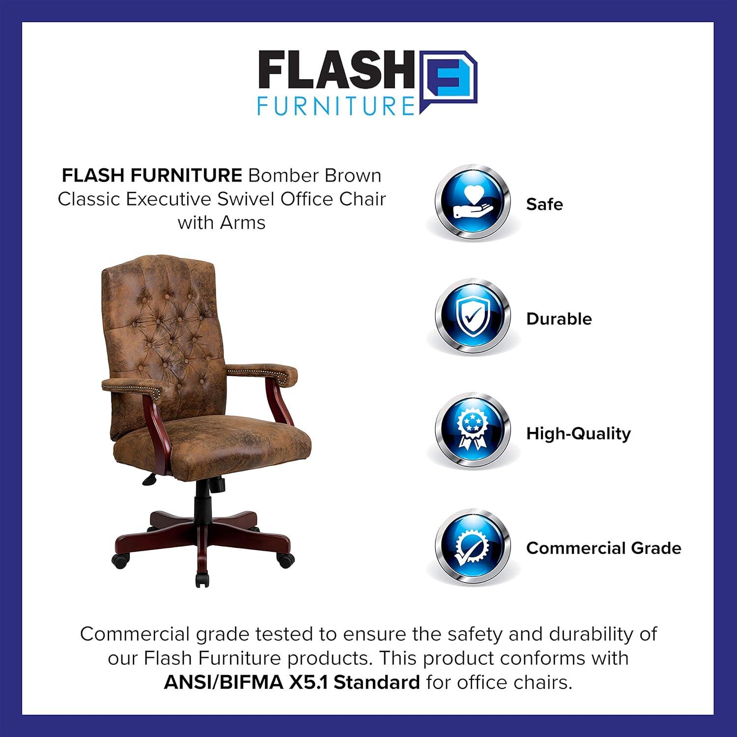 Flash Furniture Farmhouse High-Back Tufted Executive Swivel Office Chair with Arms