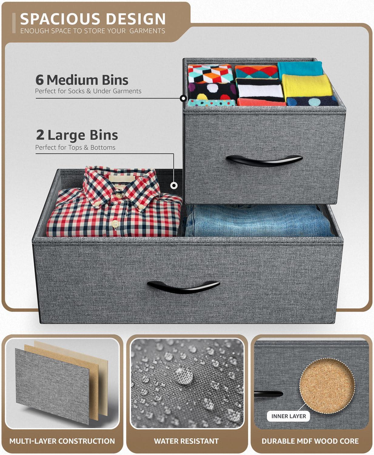 Sorbus 8 Drawers Chest Dresser - Black