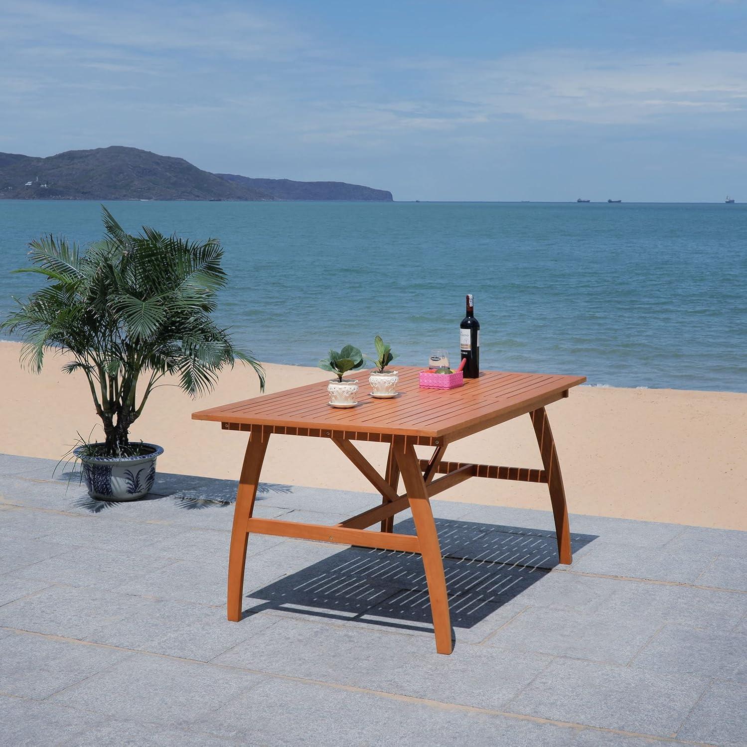 Natural Eucalyptus 4-Person Rectangular Outdoor Dining Set