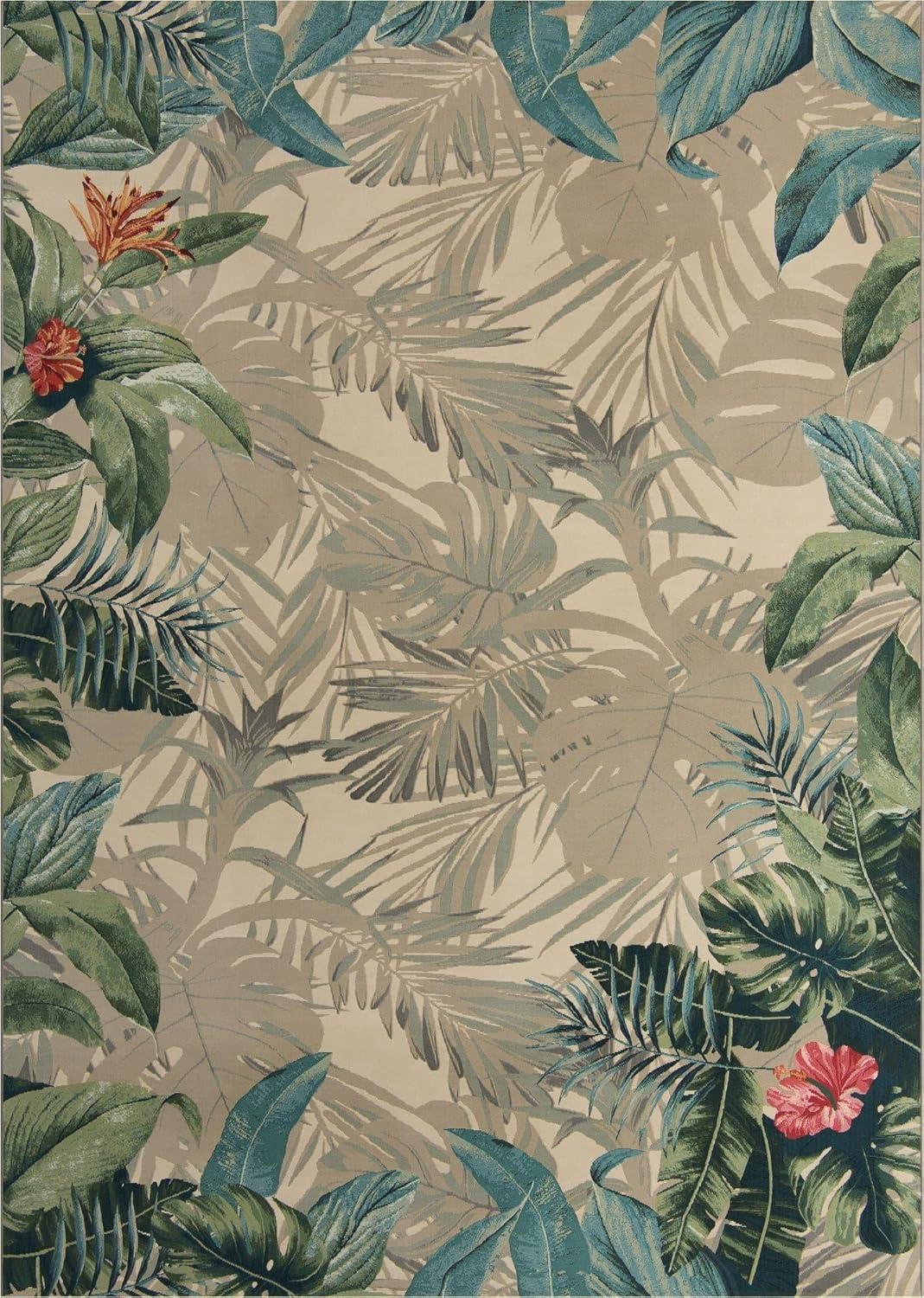 Unique Loom Outdoor Botanical Collection Area Rug - Kula (10' x 14' 1" Rectangle, Multi/ Gray)