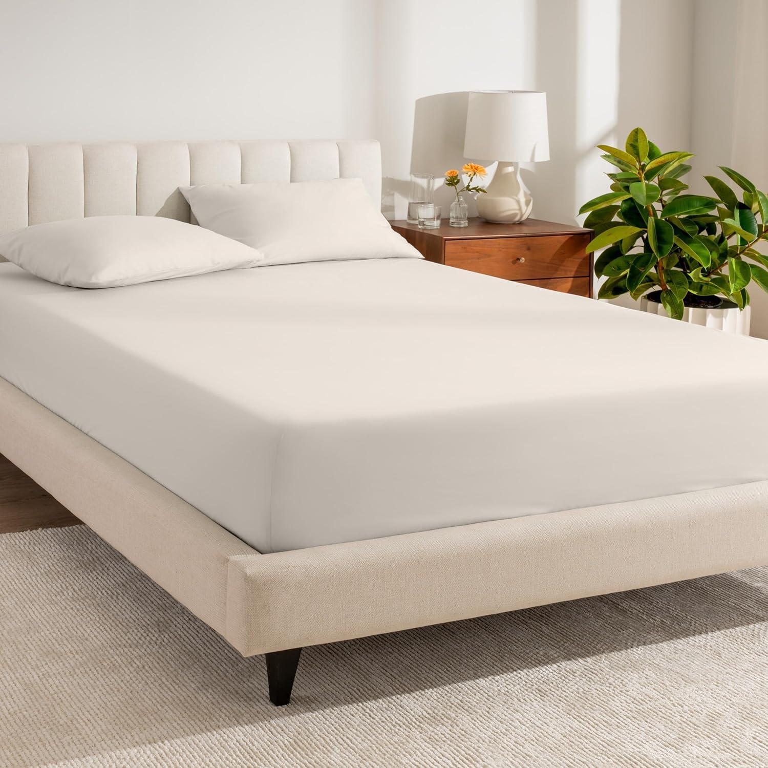 Bare Home 300 Thread Count Organic Cotton Percale Fitted Sheet