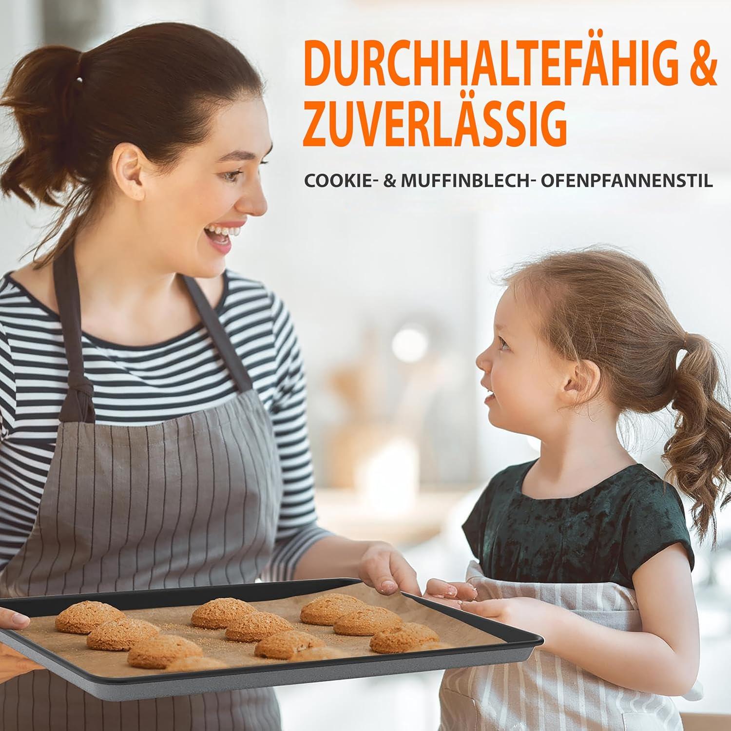 NutriChef 8-Piece Nonstick Stackable Bakeware Set - Pfoa, Pfos, Ptfe Free Baking Tray Set W/ Non-Stick Coating, 450°F Oven Safe, Round Cake, Loaf, Muffin, Wide/Square Pans, Cookie Sheet