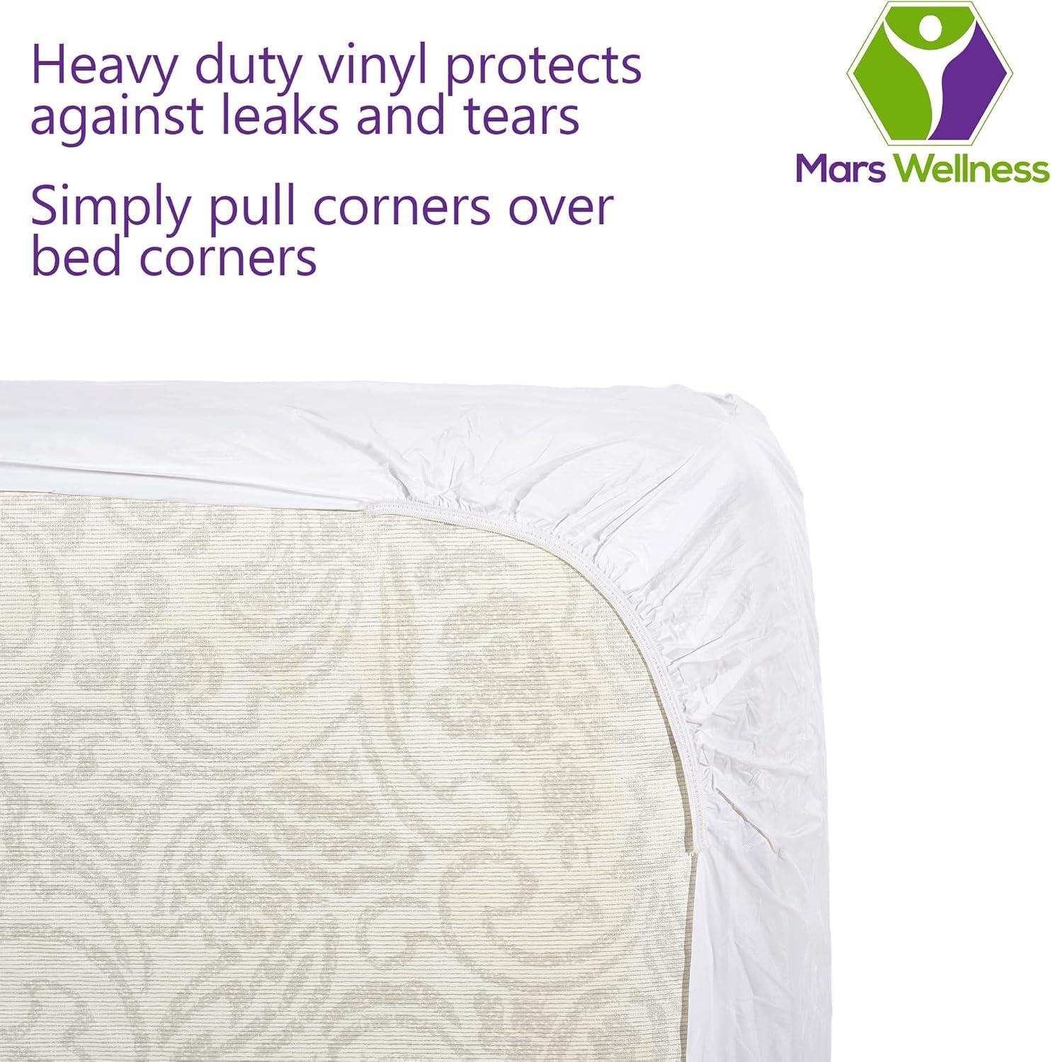 Mars Wellness Waterproof Vinyl Mattress Protector and Cover - White Mattress Cover Sheet Fitted Twin