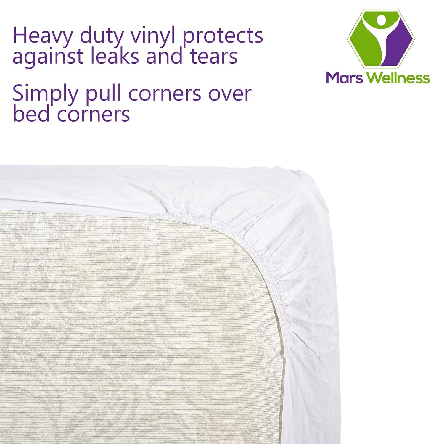 Mars Wellness Waterproof Vinyl Mattress Protector and Cover - White Mattress Cover Sheet Fitted Twin