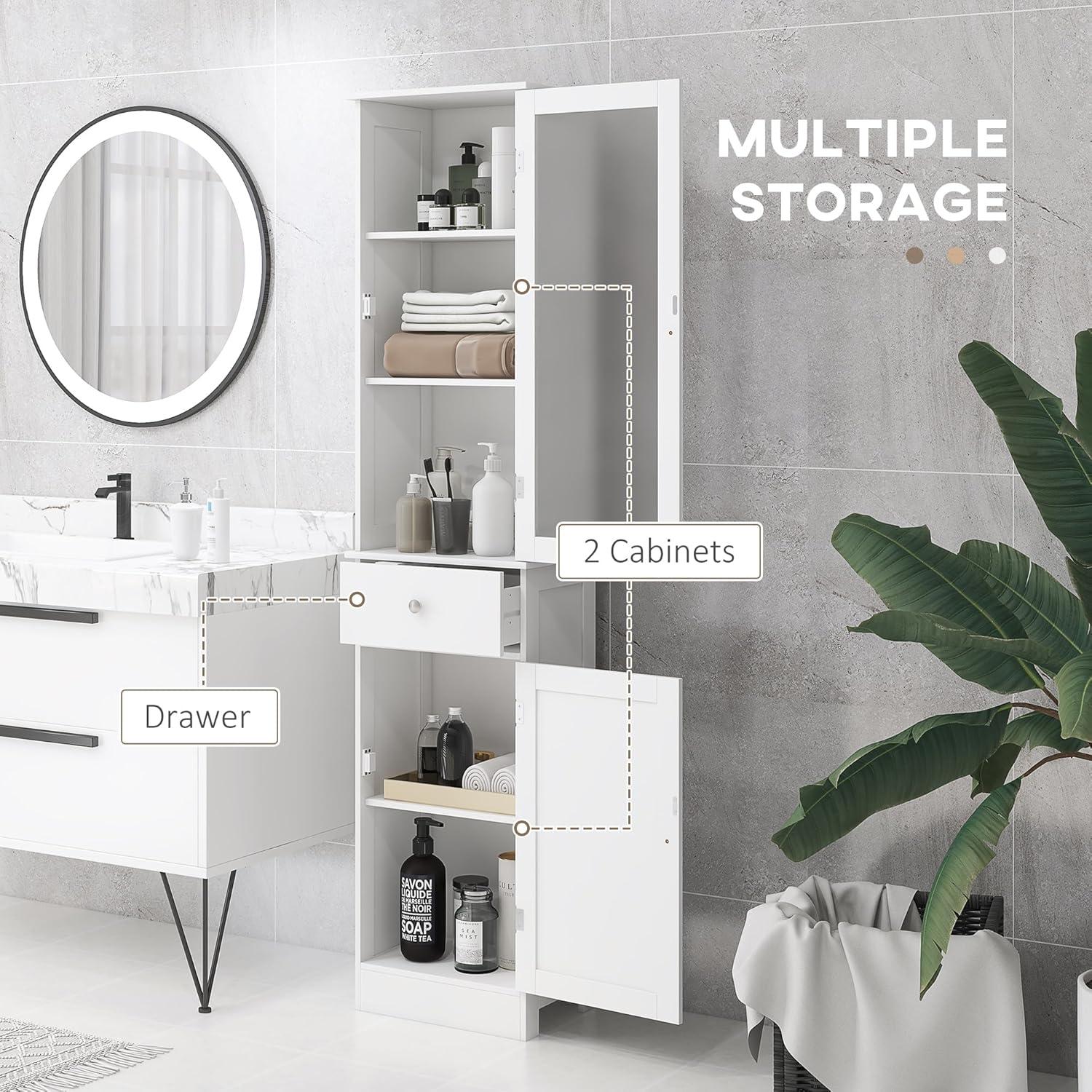 NRANTUM kleankin Slim Bathroom Storage Cabinet, Tall Bathroom Cabinet