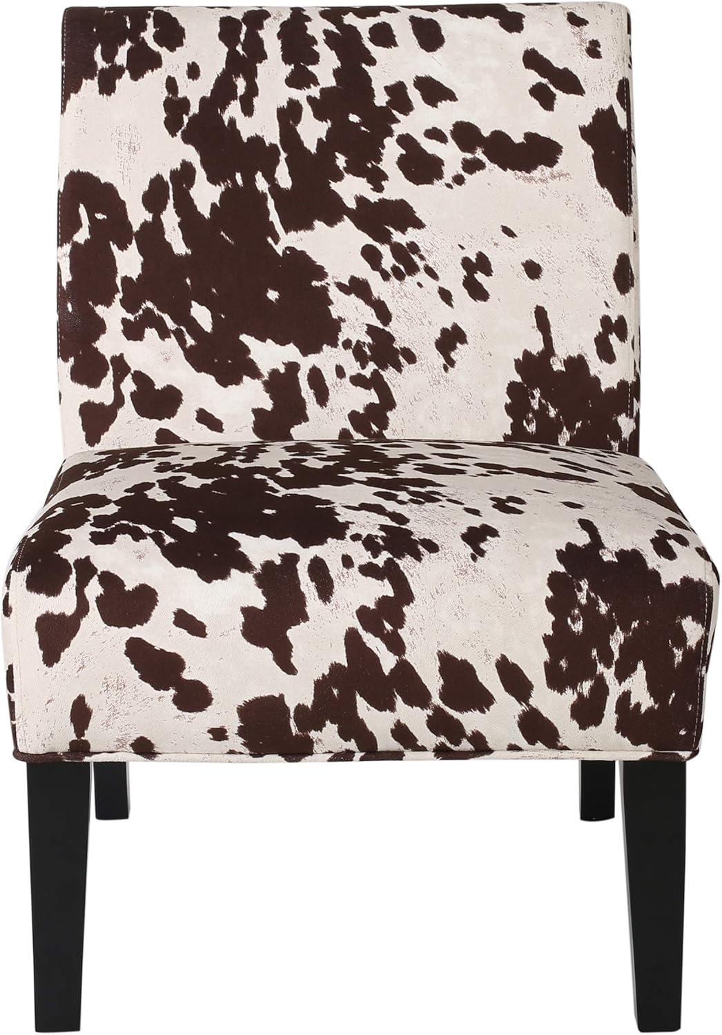 GDF Studio Abner Contemporary Slipper Accent Chair, Cow Print Velvet and Matte Black