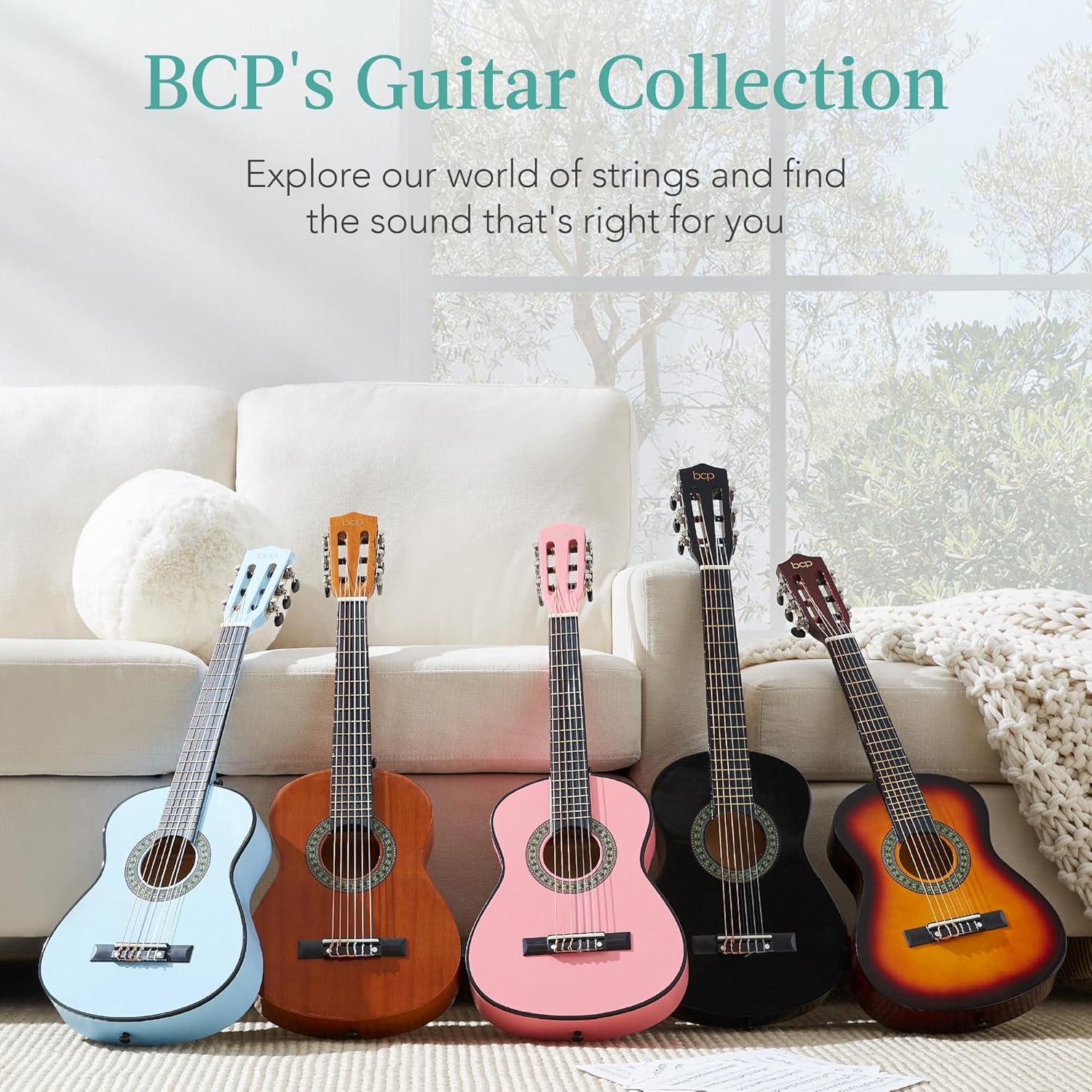 Best Choice Products 30in Kids Acoustic Guitar Beginner Starter Kit w/ Strap, Case, Strings - Pink