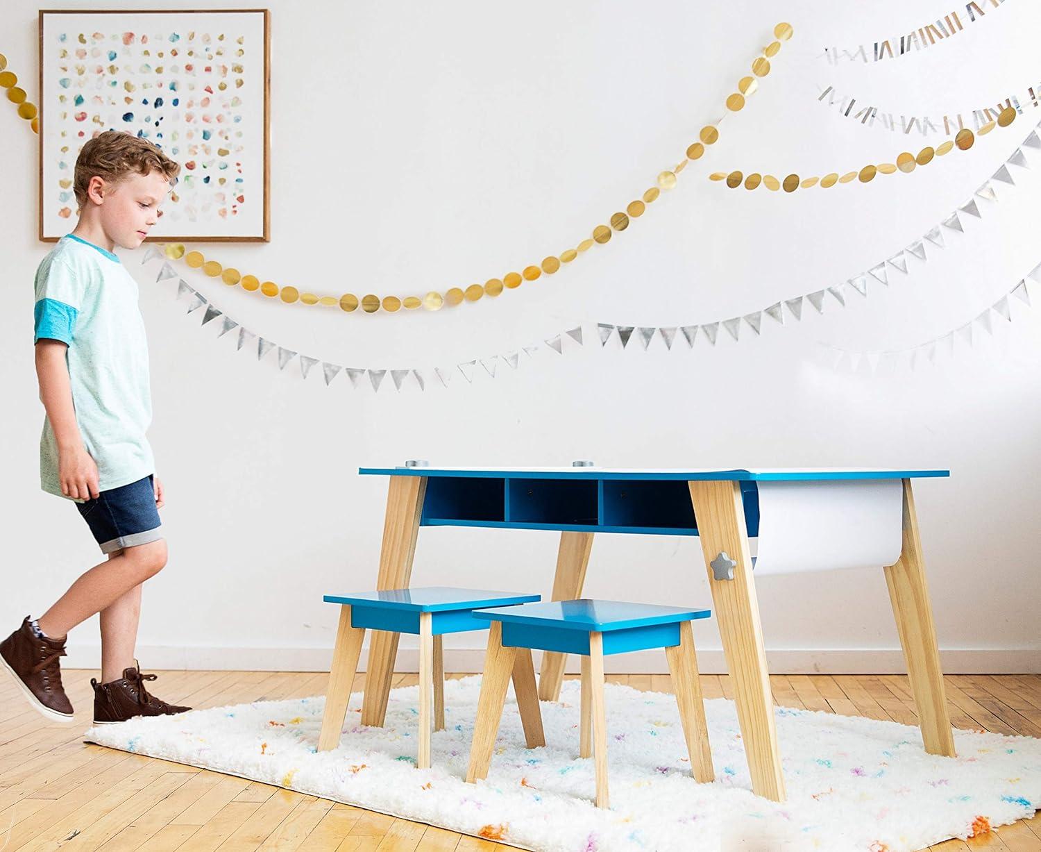 Espresso Mid-Century Modern Kids Arts and Crafts Table Set with Stools