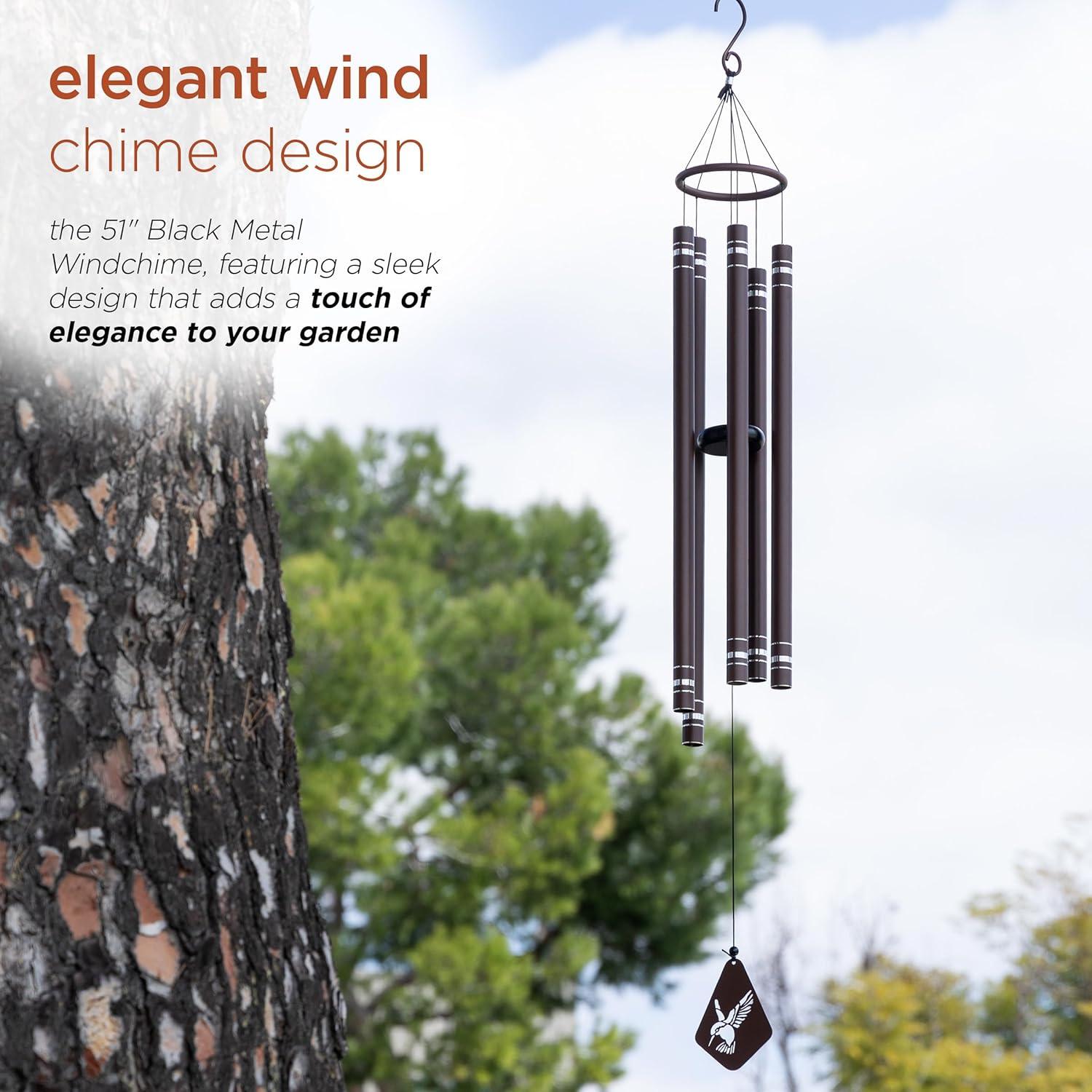 51"H Metal Wind Chime with Hummingbird Windcatcher