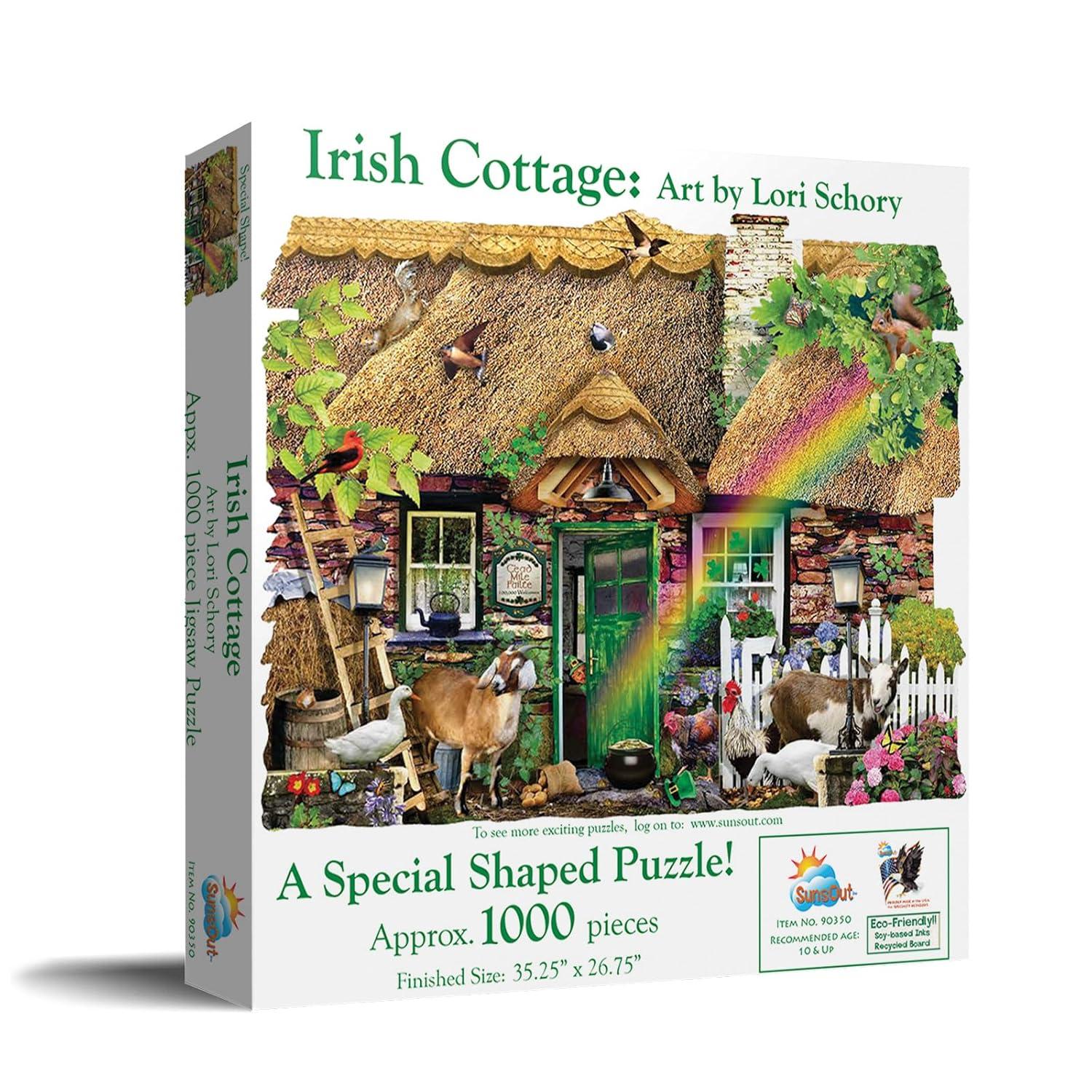 Sunsout Irish Cottage 1000 pc Special Shape Jigsaw Puzzle 90350