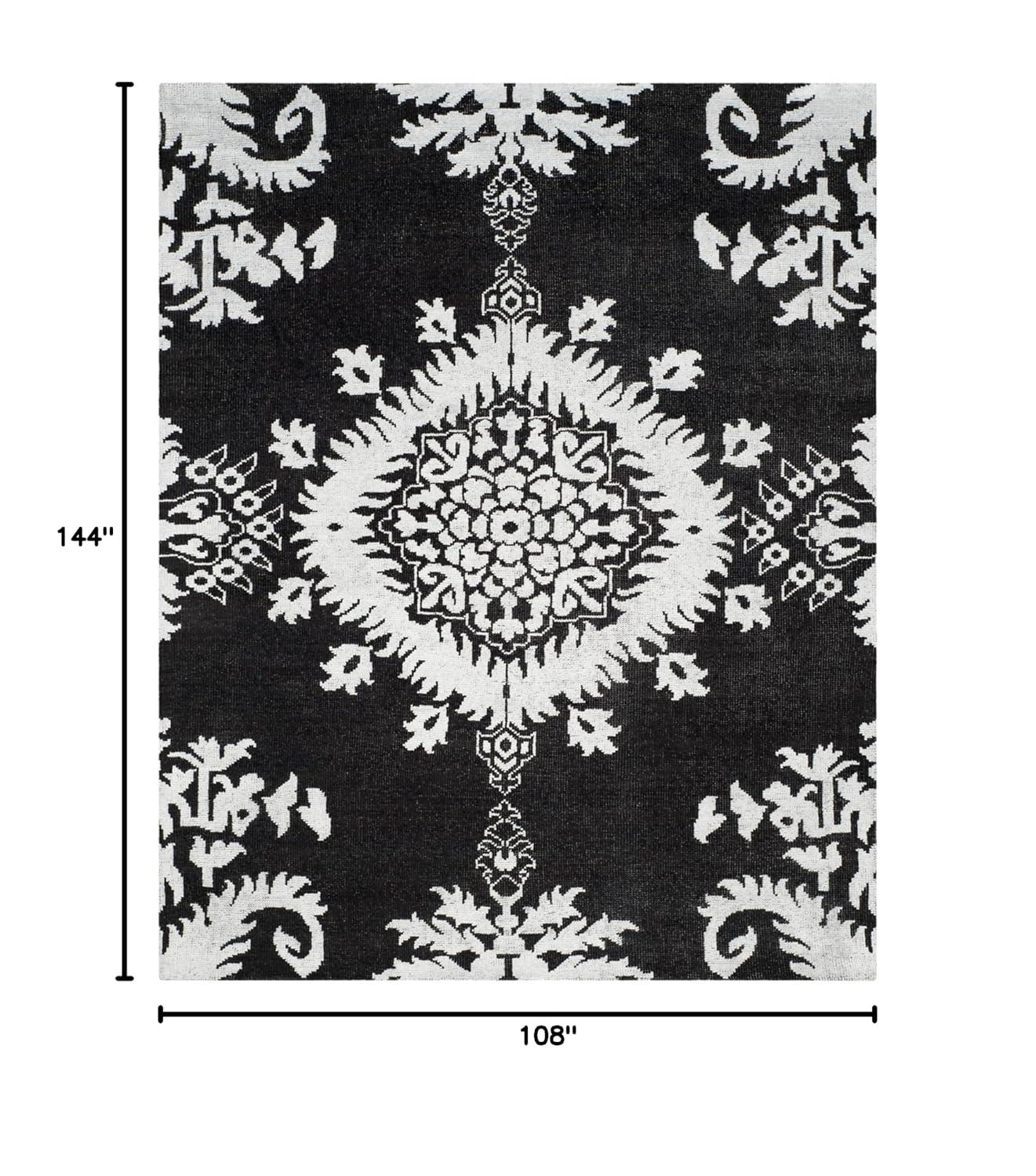 Stone Wash STW235 Hand Knotted Indoor Area Rug - Charcoal - 9'x12' - Safavieh