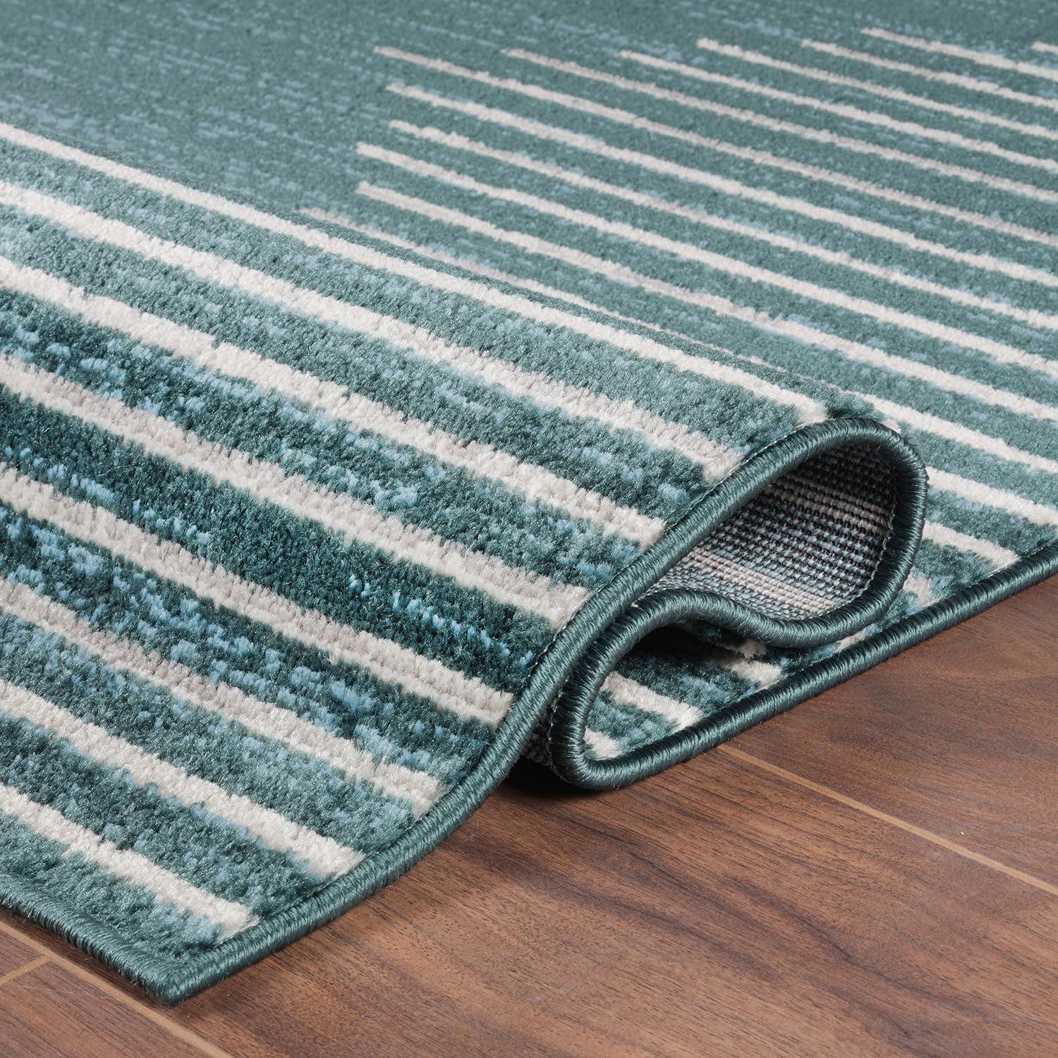 World Rug Gallery Bohemian Stripe Area Rug - TEAL 5'x7'