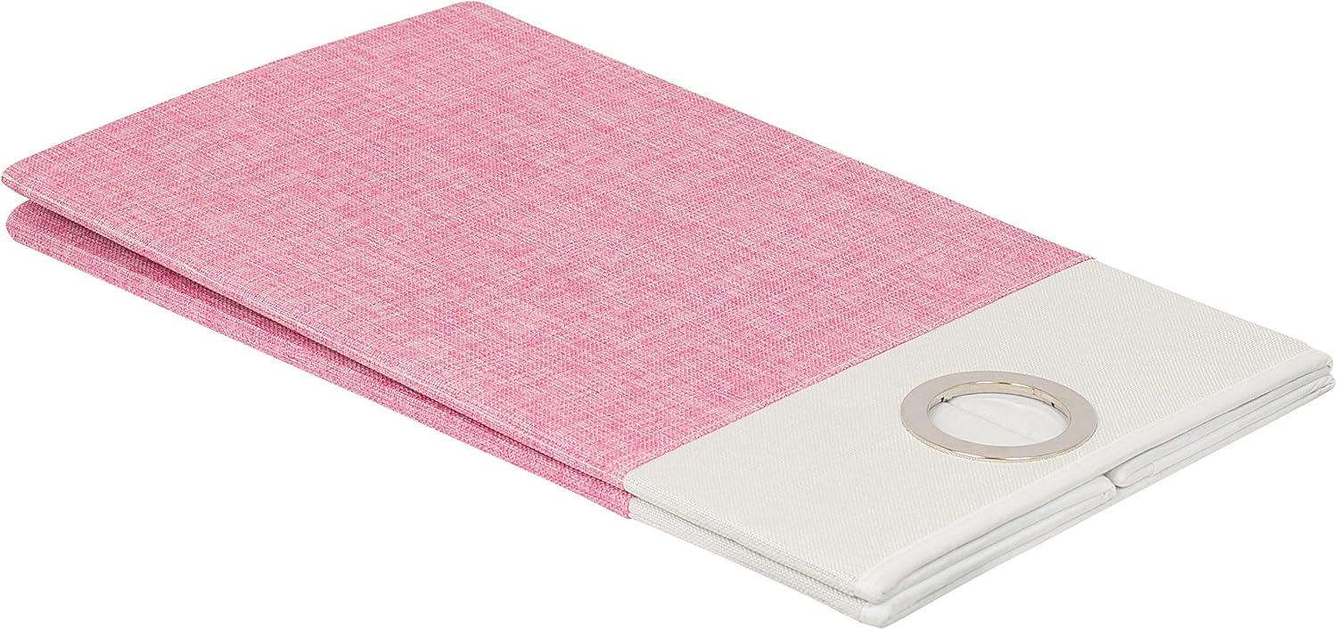 BIRDROCK HOME Folding Cloth Laundry Hamper with Handles | Dirty Clothes Sorter | Easy Storage | Collapsible | Pink and White
