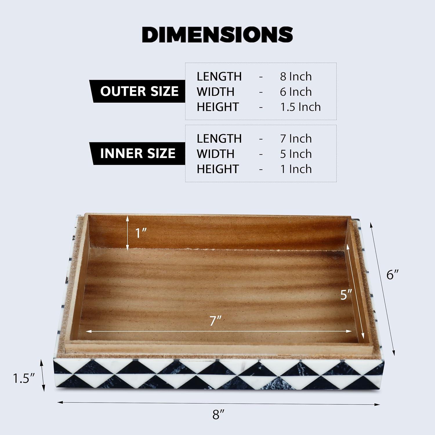 Handicrafts Home Decorative Fancy Boxes for Shelves Handmade Box Modern Storage Accessories Organizer for Home Decor 12x6x2, Marquet Prism