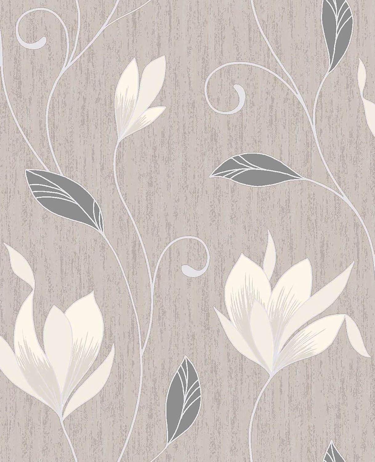 Anais Neutral Floral Trails Vinyl Wallpaper, 20.5-in by 33-ft