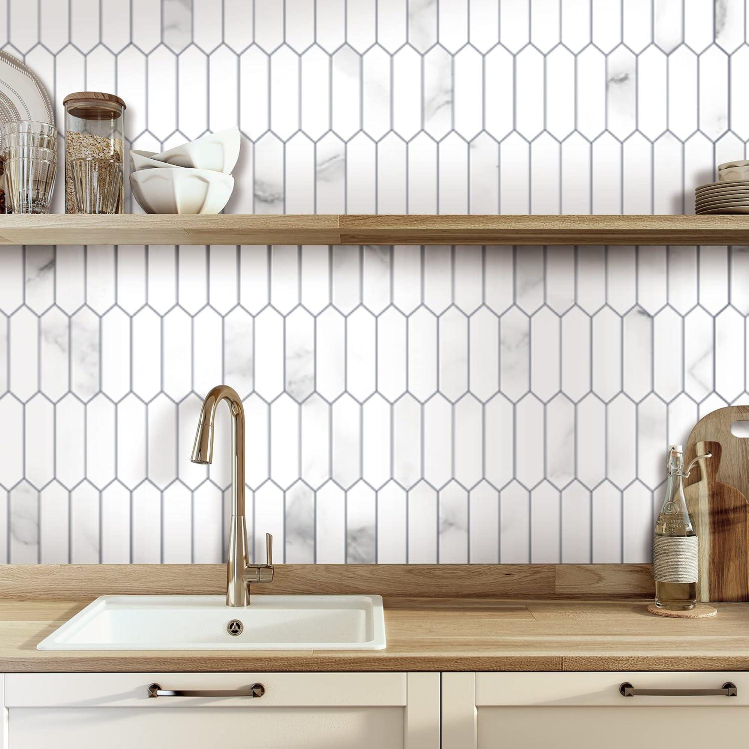12" x 11.22" Stone Composite Peel & Stick Mosaic Tile