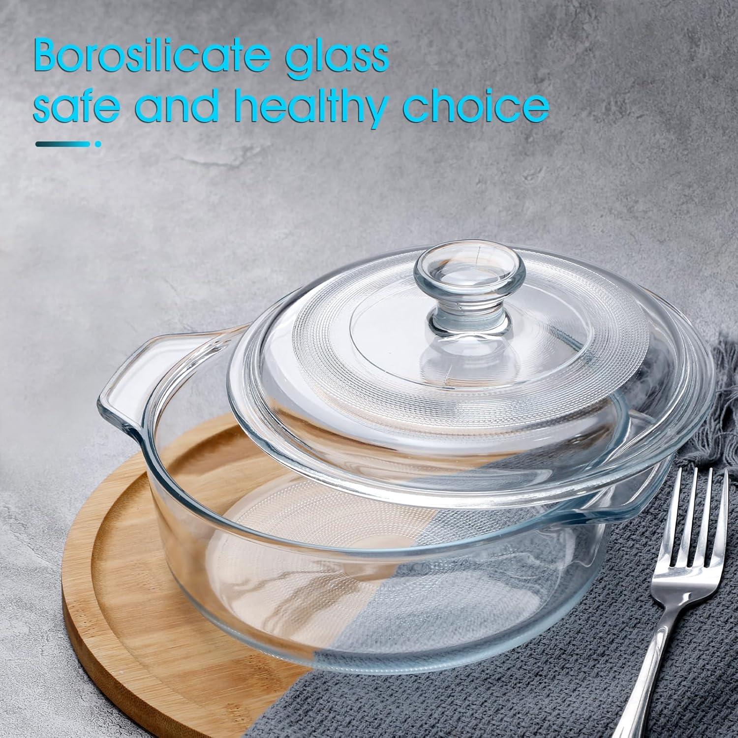 NUTRIUPS 0.8L Glass Casserole Dish with Lid Oven Safe Square Casserole Dish 5.9in Glass Microwave Bowl With Lid Microwavable Cookware (25oz-Mini)