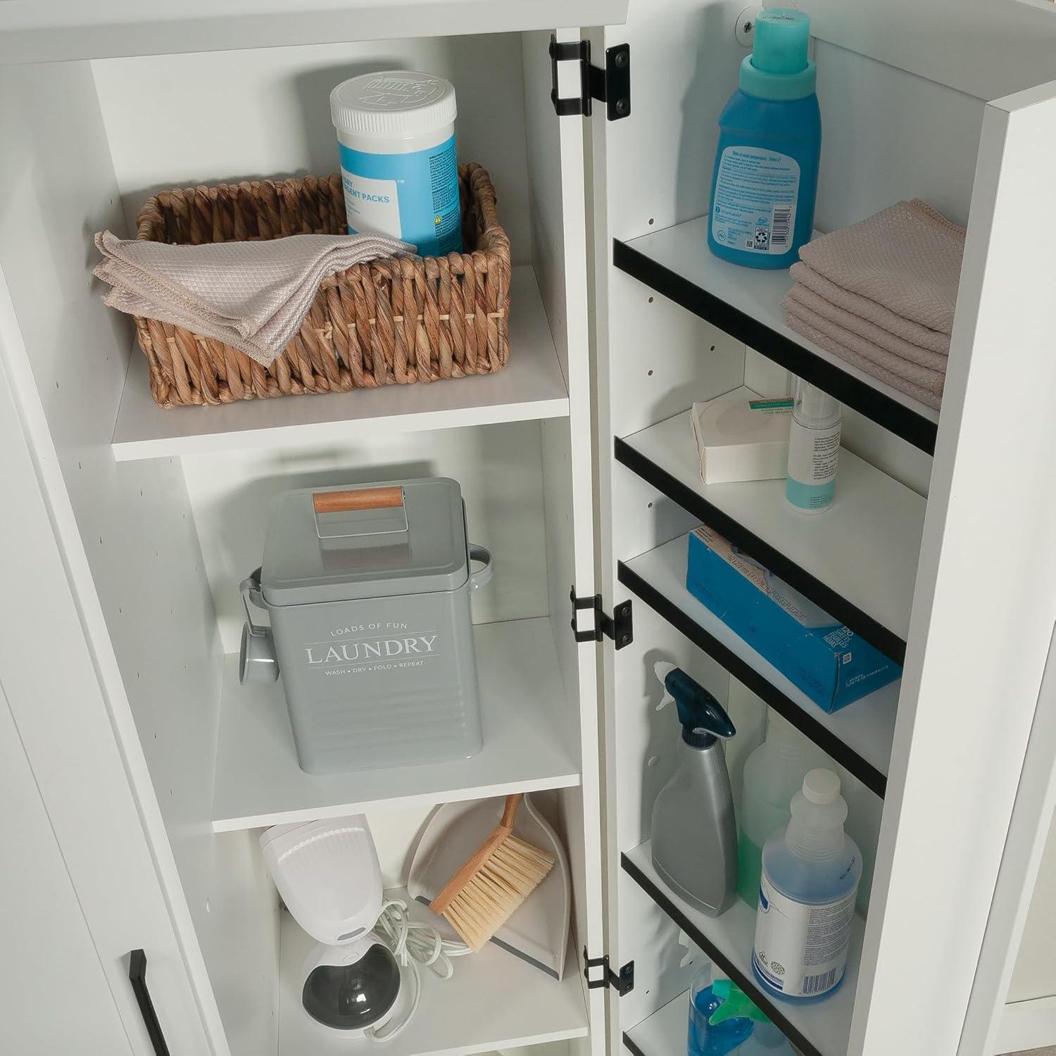 Soft White Freestanding Office Cupboard with Adjustable Shelving