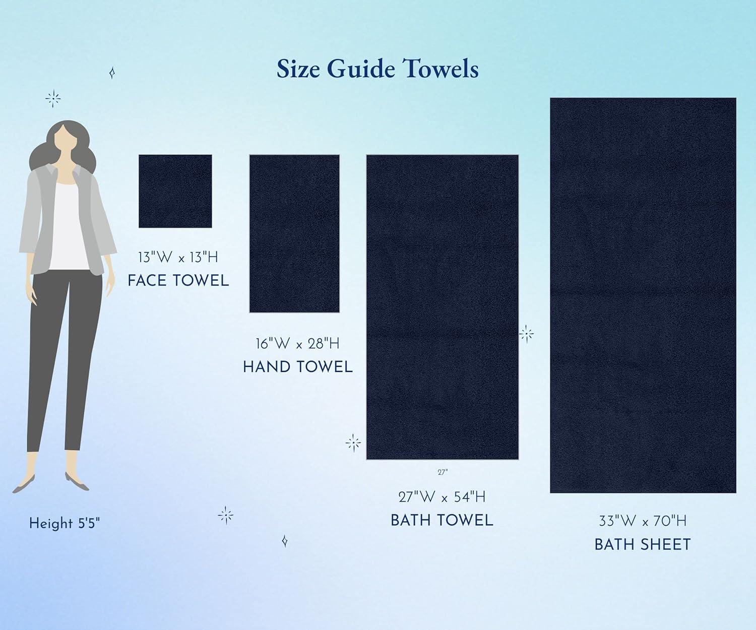 Hand Towels - 6-Pack, Softest 100% Cotton by California Design Den - Navy Blue, Six-Pcs Hand Towels