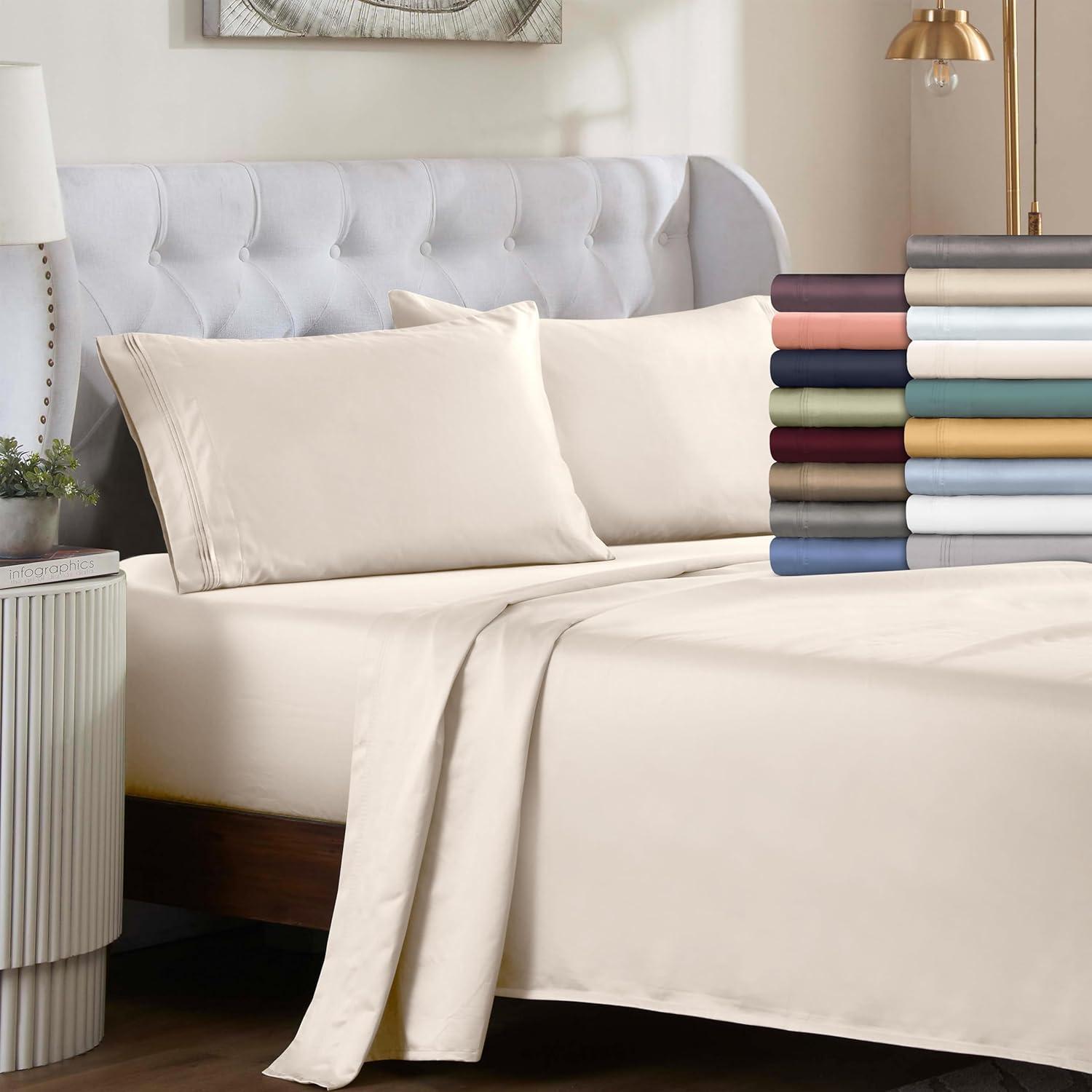 Superior Egyptian Cotton Deep Pocket 1000 TC Sheet Set, King, Platinum