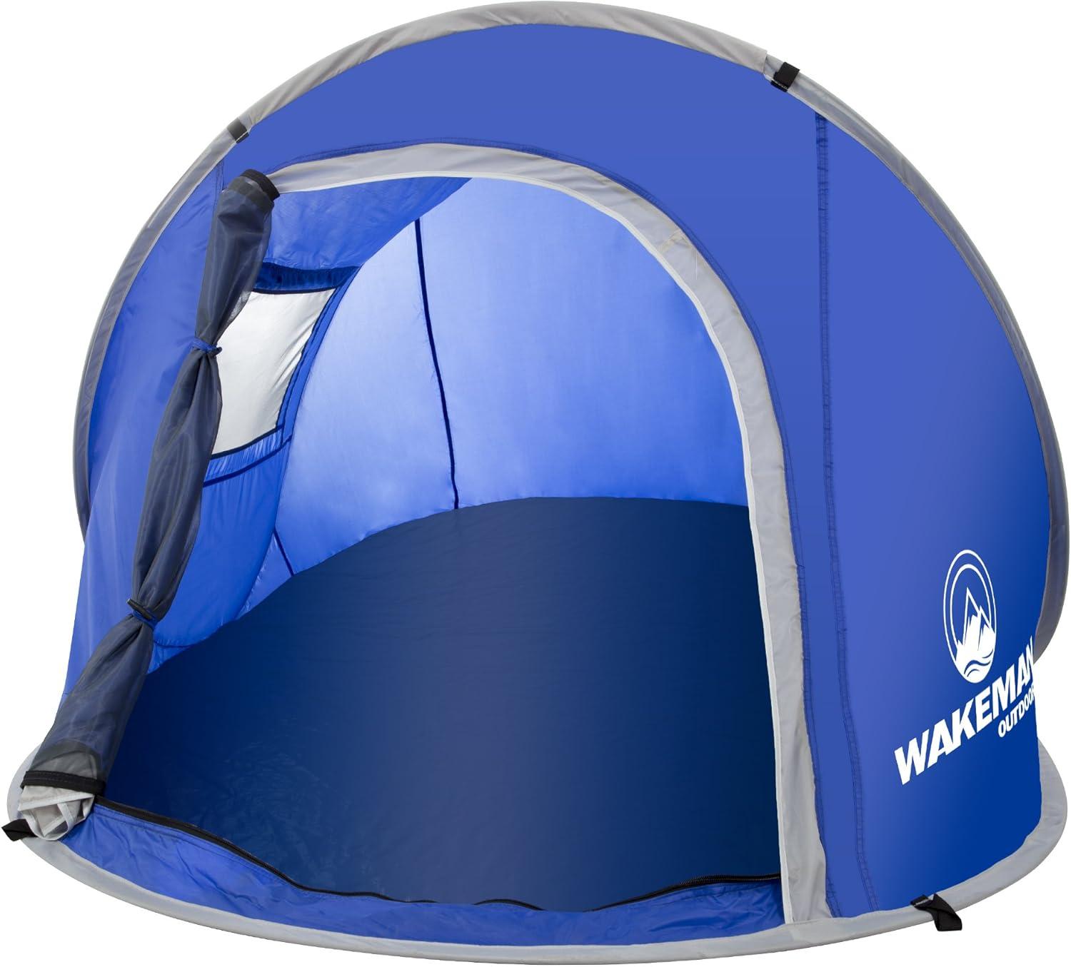 Blue 2-Person Three-Season Pop-Up Camping Tent with Carry Bag