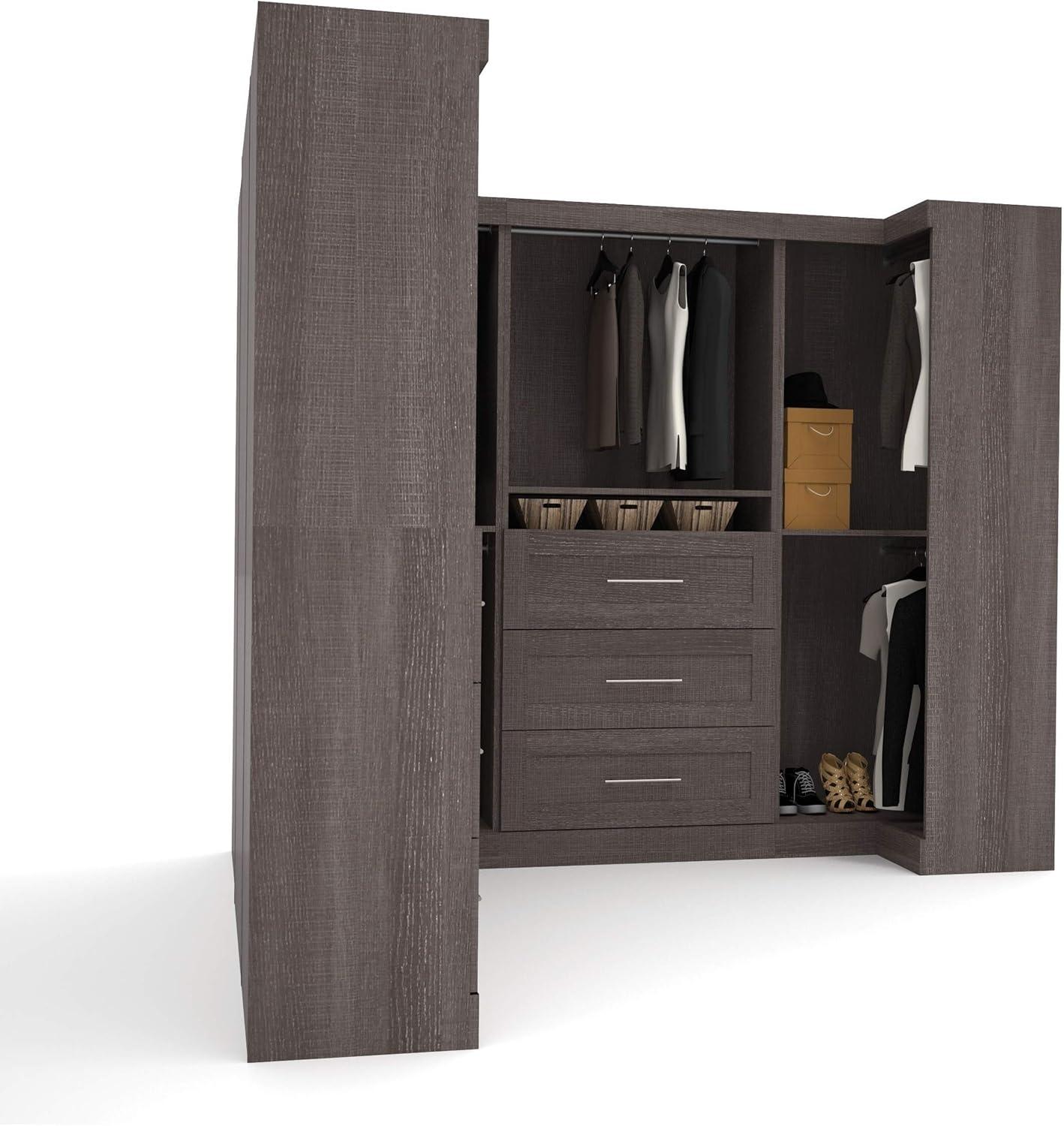 Bestar Pur 161W Walk-In Closet Organizer System in Bark Gray - Engineered Wood