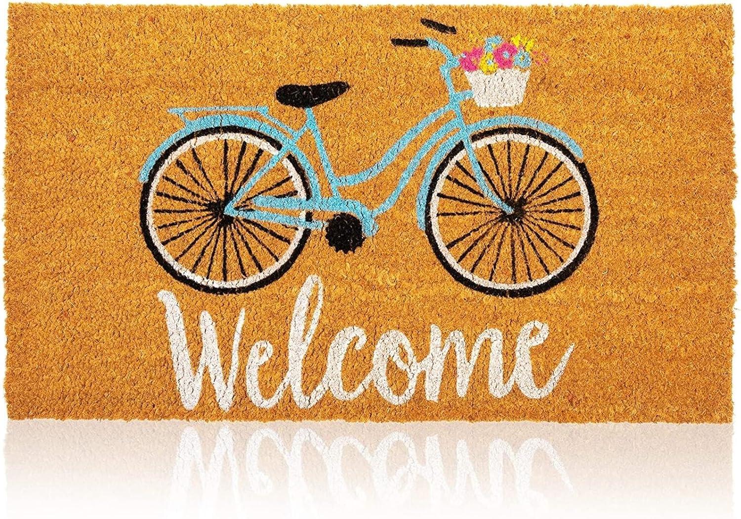 Juvale Natural Coir Doormat, Bicycle Welcome Mat (30 x 17 Inches)