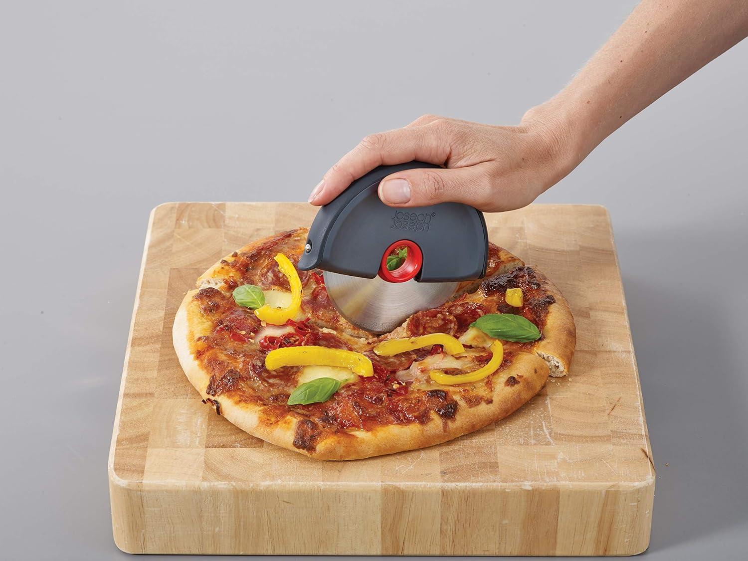 Ergonomic Grey and Red Stainless Steel Pizza Wheel