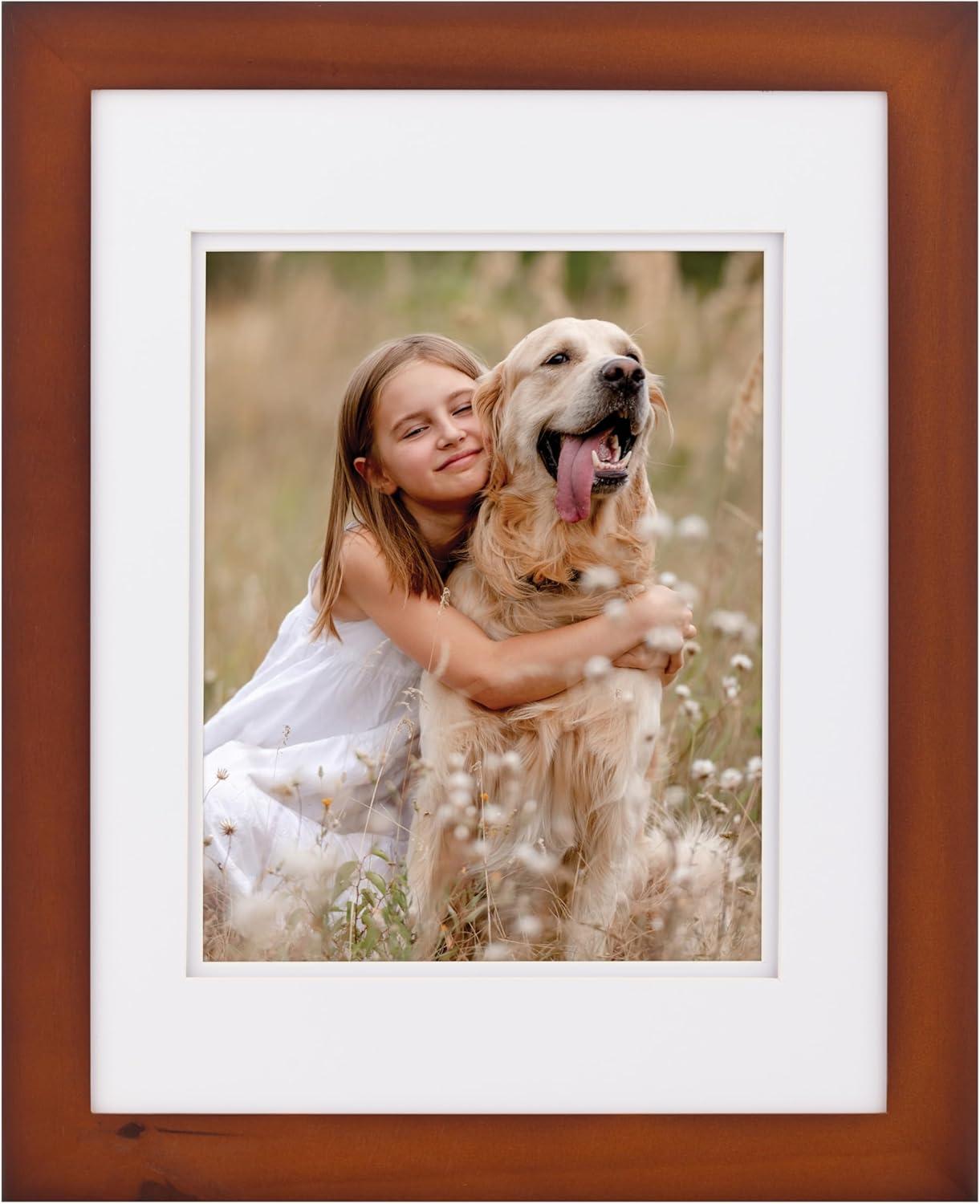 Gallery Solutions 11"x14" Flat Cherry Frame with Double White Mat, For 8"x10" Pictures