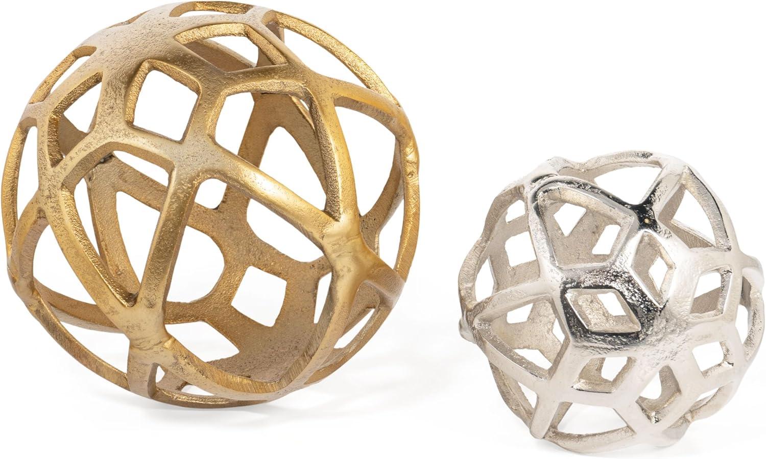 Vyan 7" Gold Cast Aluminum Decorative Orb Sculpture